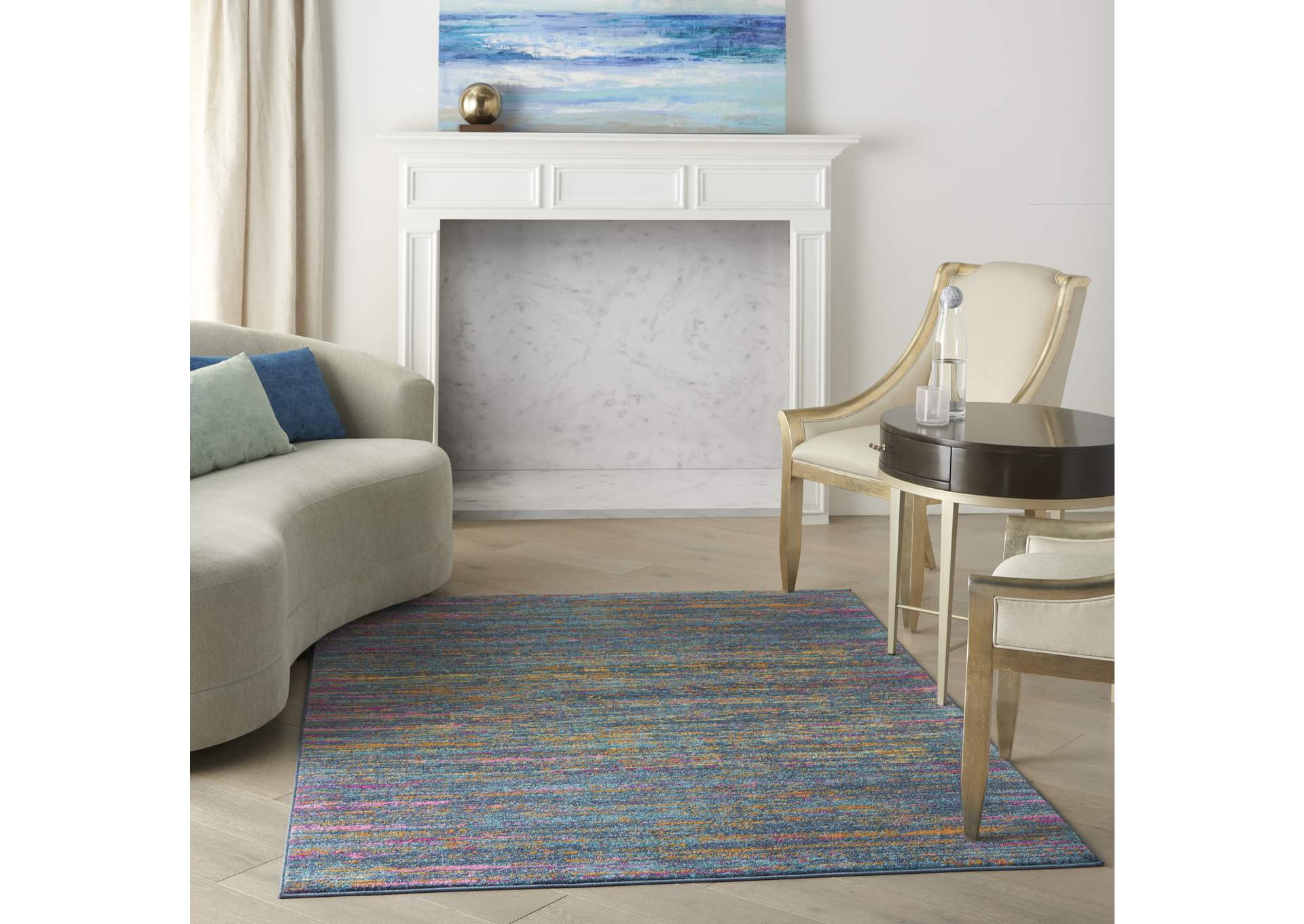 Nourison Passion 5'x7' Blue Multicolor Area Rug,Nourison
