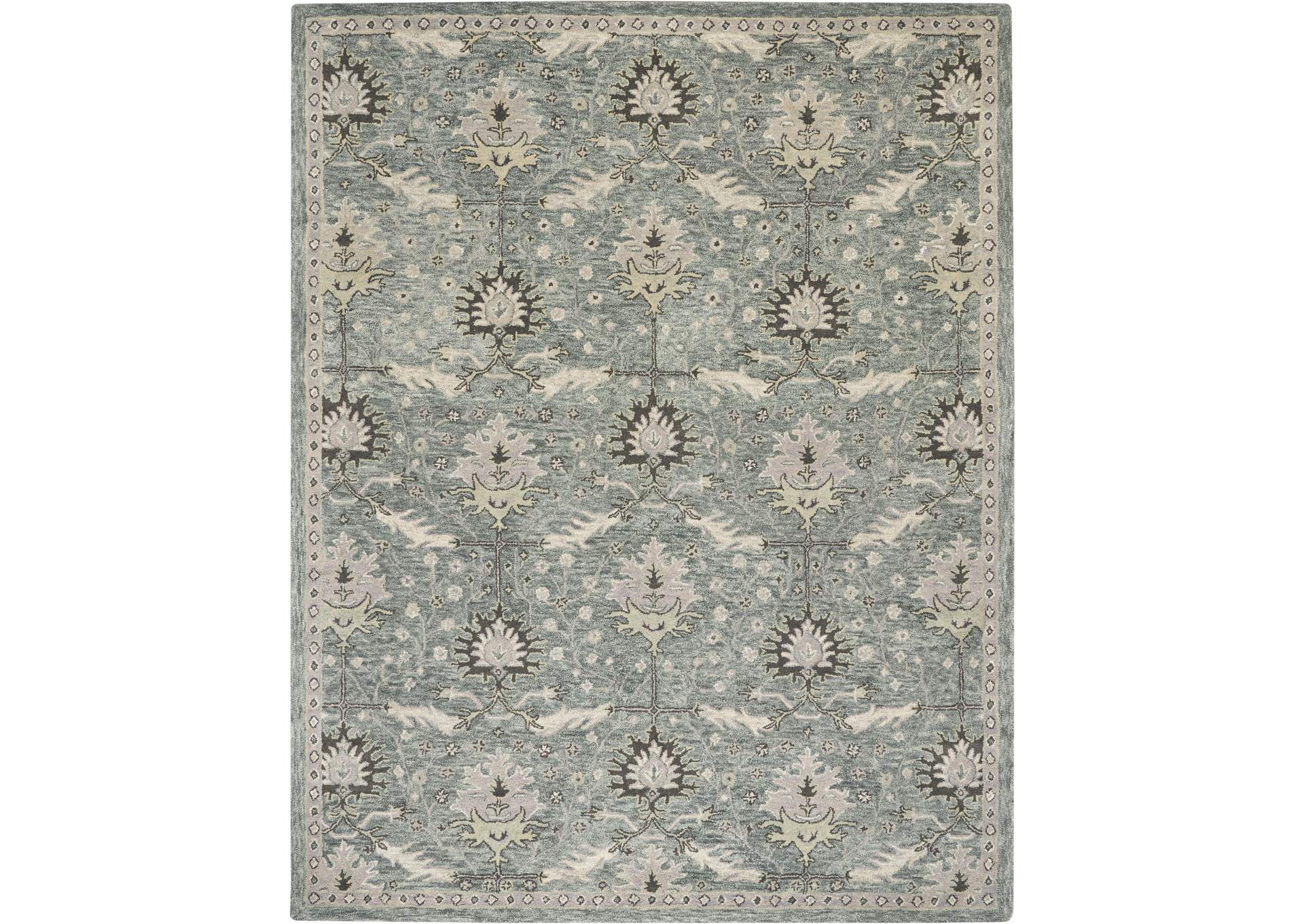 Nourison Jazmine JAZ02 Seafoam Green 8'x10' Large Wool Rug,Nourison