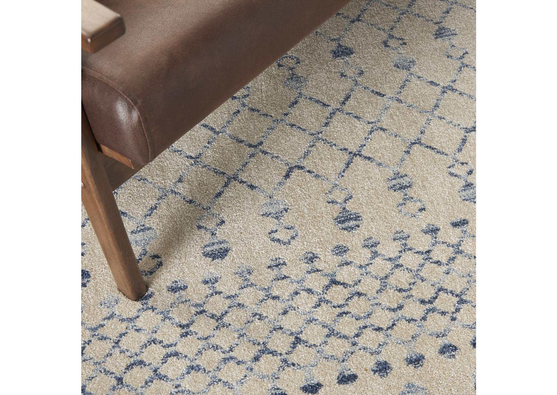Nourison Palermo 3' x 5' Beige and Blue Distressed Bohemian Area Rug,Nourison