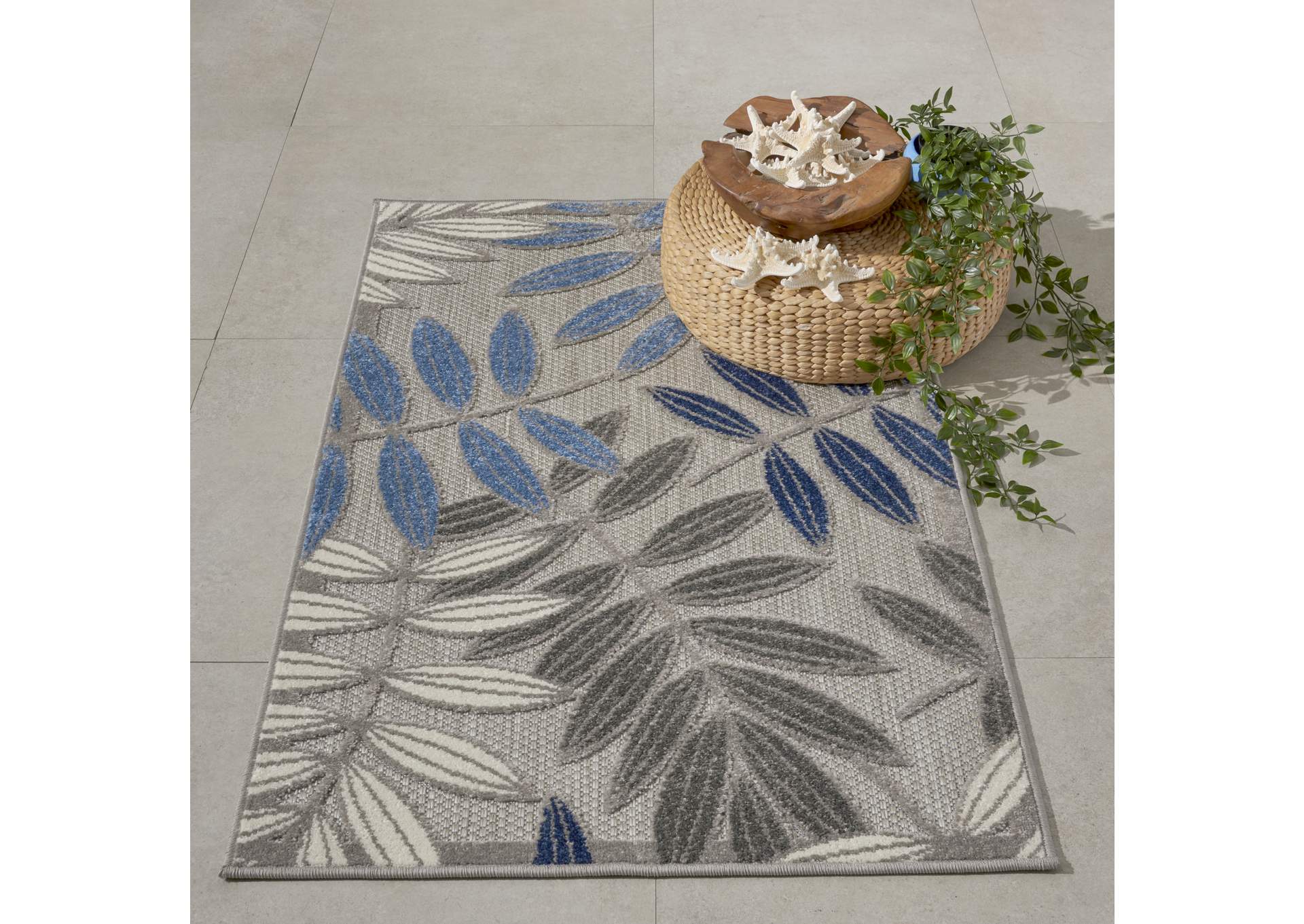 Nourison Aloha 3'x4' Blue Patio Area Rug,Nourison