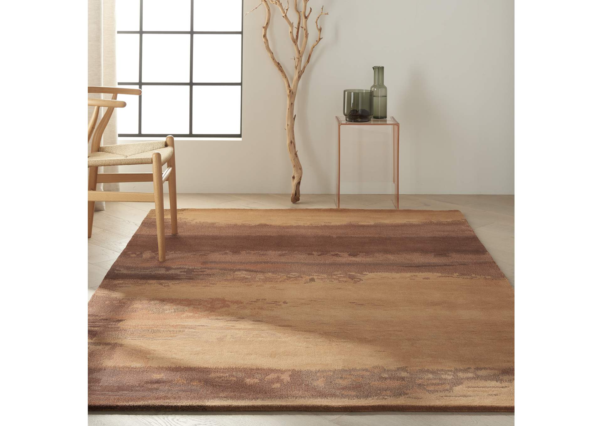 Calvin Klein Home Luster Wash SW09 Brown 4'x6' Area Rug,Nourison