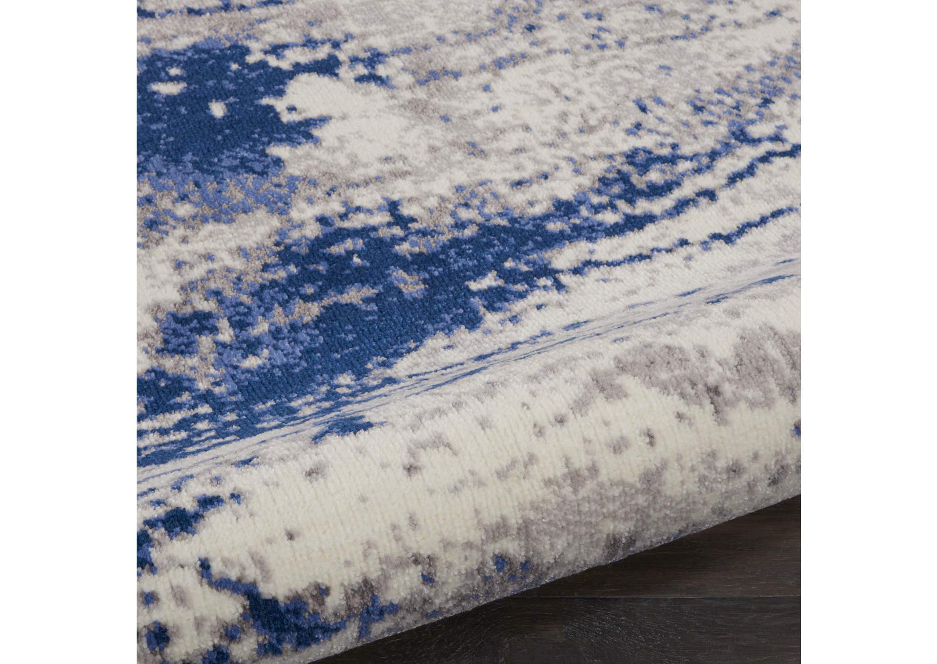 Nourison Twilight TWI29 Navy Blue and White 8' Round Large Rug,Nourison