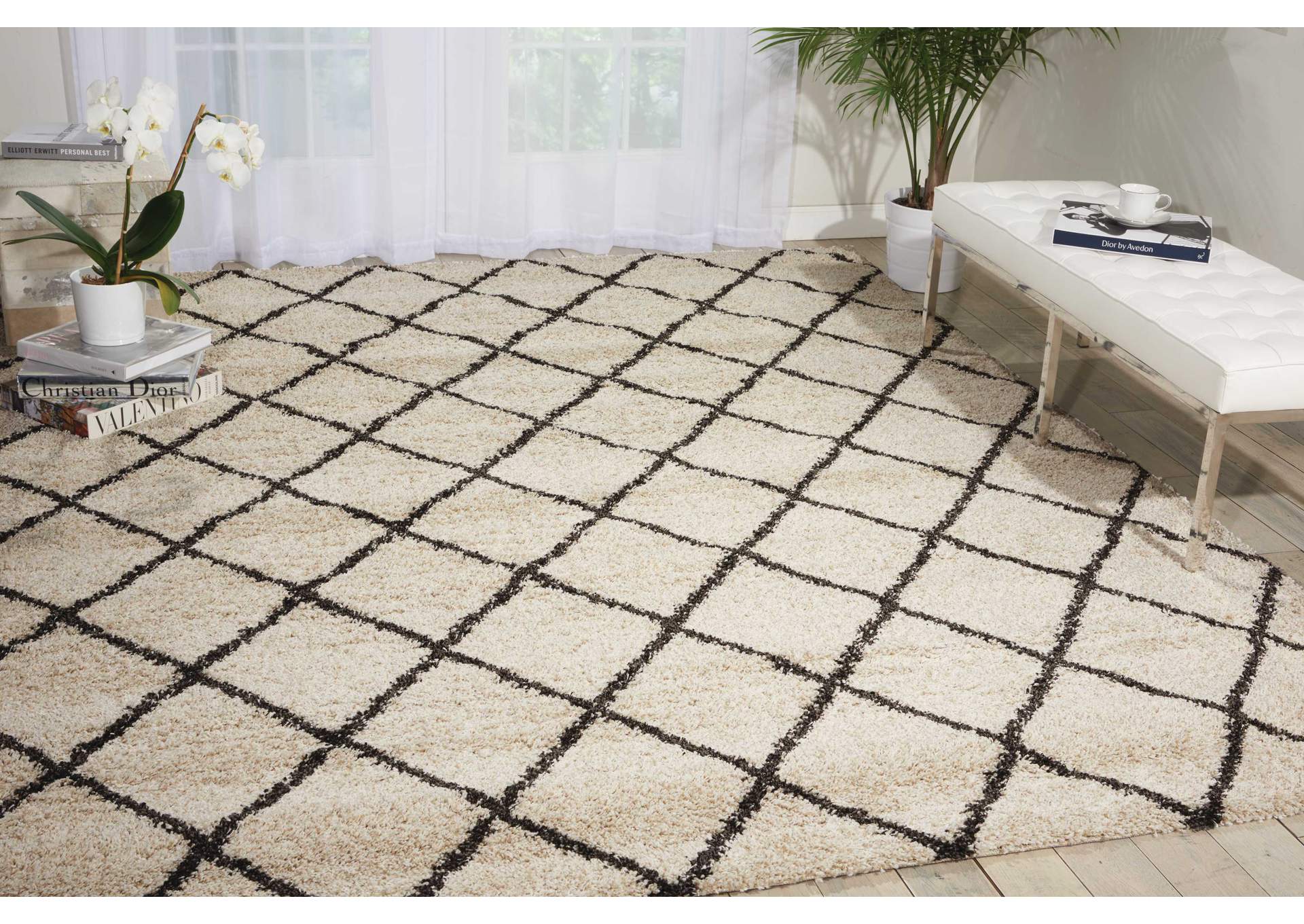 Nourison Brisbane BRI08 White and Black 8'x10' Rug,Nourison