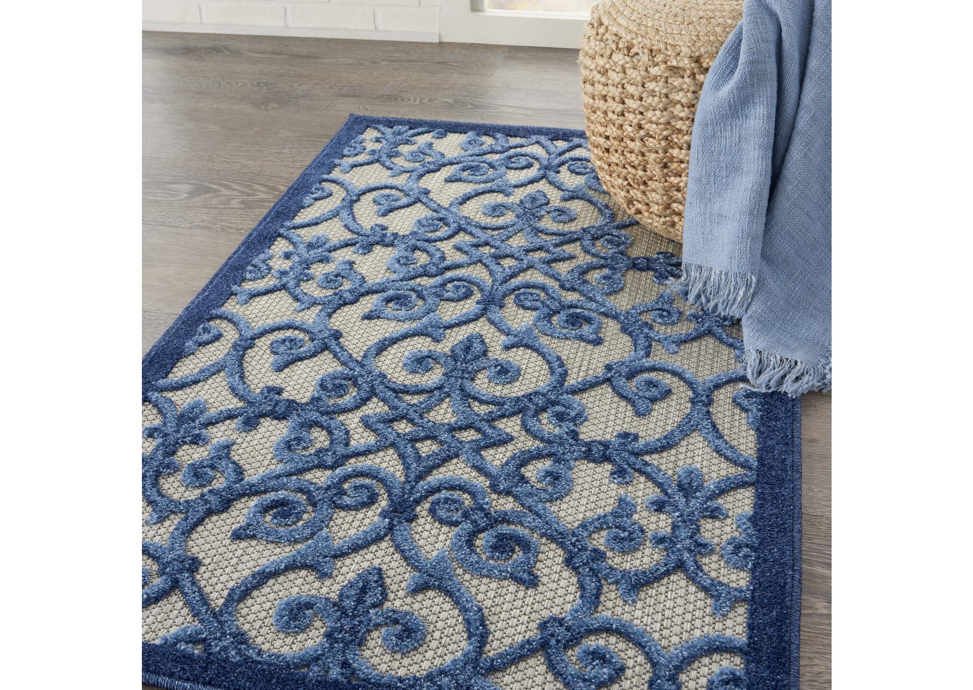 Nourison Aloha 3'x4' Blue Patio Area Rug,Nourison