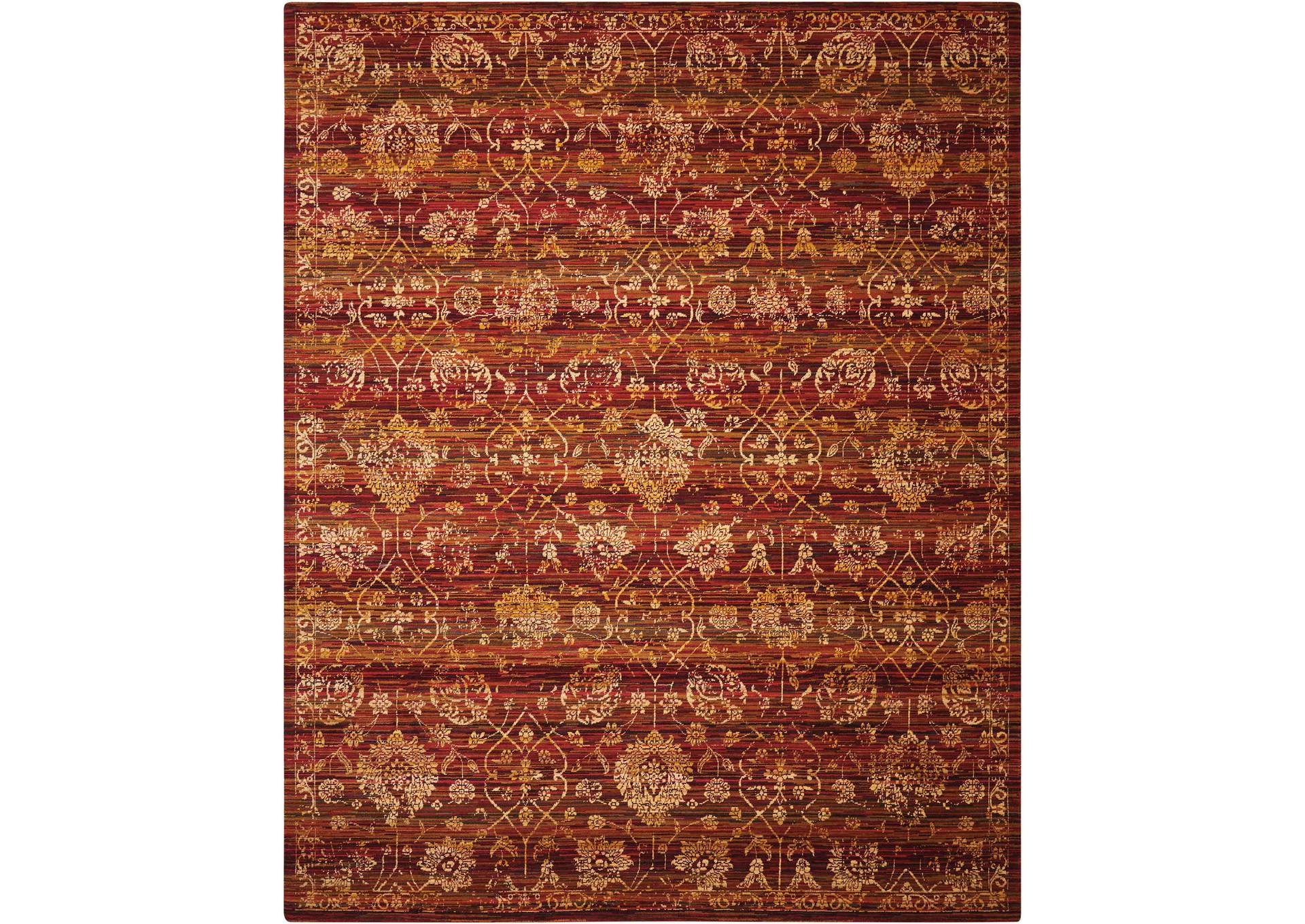 Nourison Rhapsody RH007 Red and Yellow 8'x10' Rug,Nourison