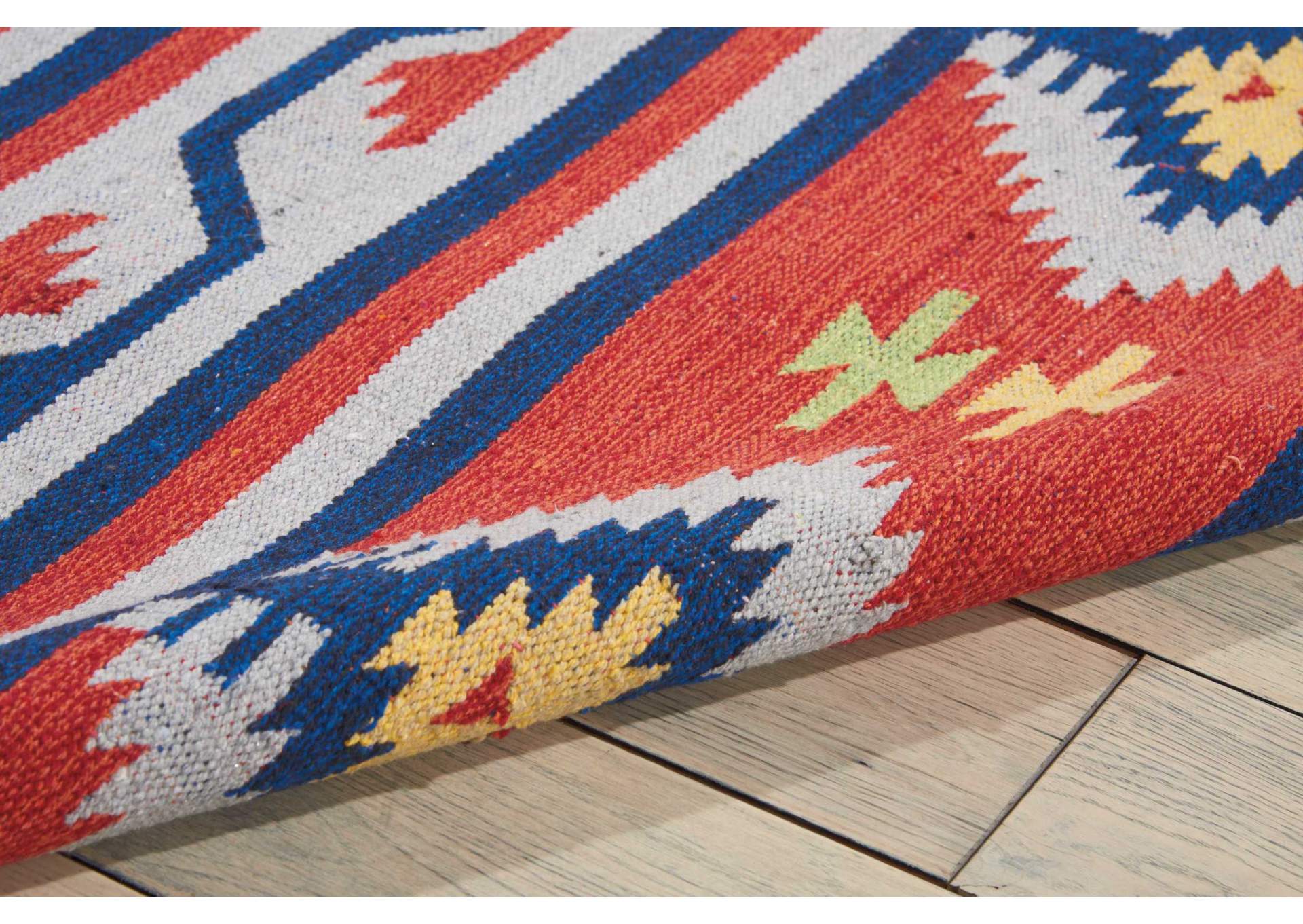 Nourison Baja BAJ03 Blue and Red 5'x7' Southwestern Area Rug,Nourison