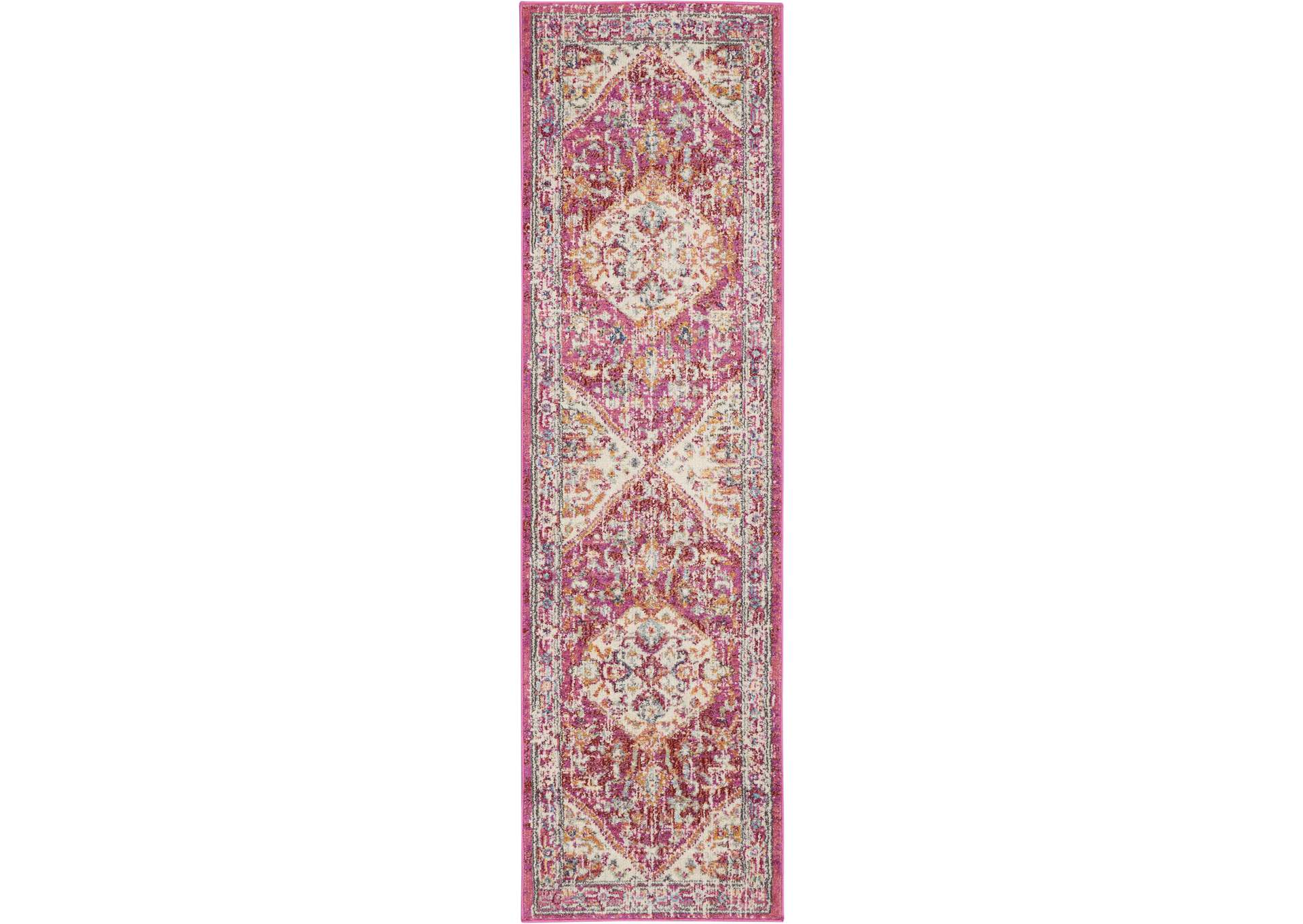Nourison Passion 8' Runner Ivory and Pink Area Rug,Nourison