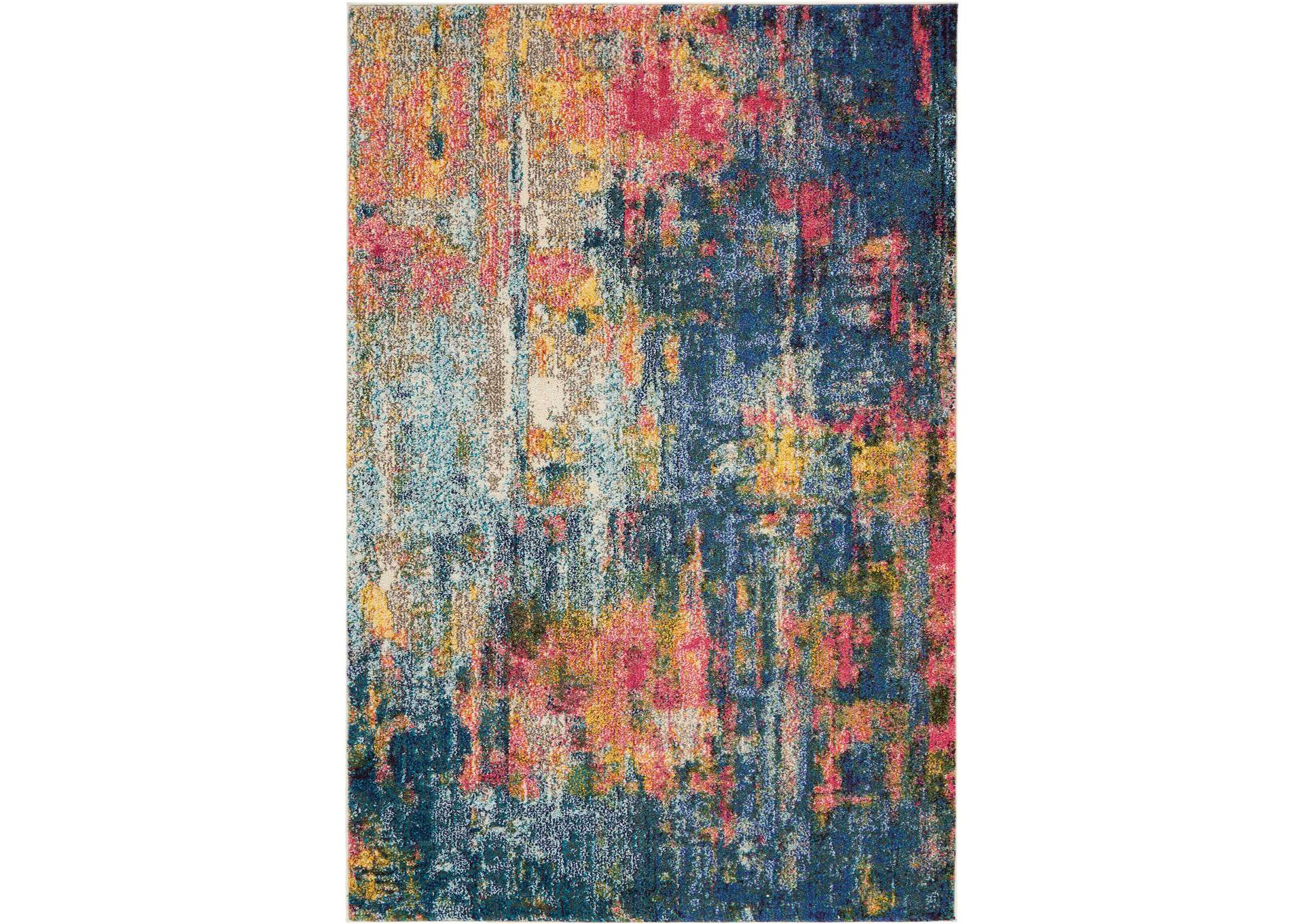 Nourison Celestial CES09 Blue Multicolor 4'x6' Colorful Area Rug,Nourison