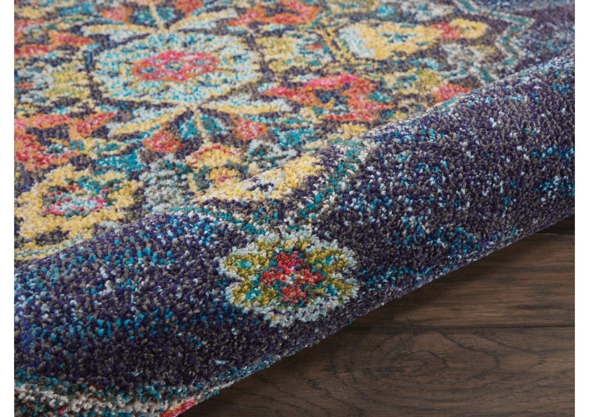 Nourison Passionate PST01 Dark Blue Multicolor 5' Round Kashan Area Rug,Nourison