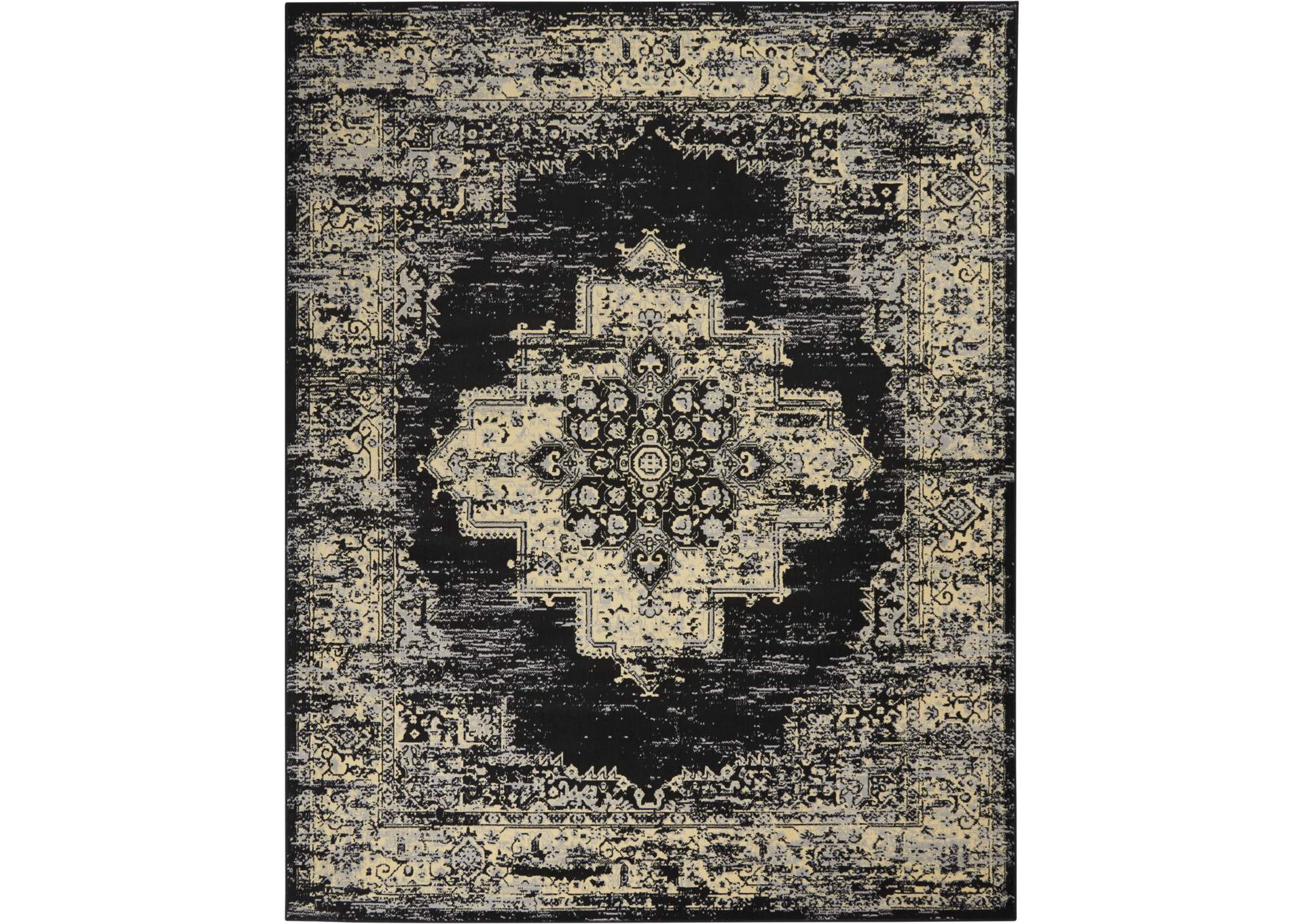 Nourison Grafix GRF14 Black and White 8'x10' Large Rug,Nourison