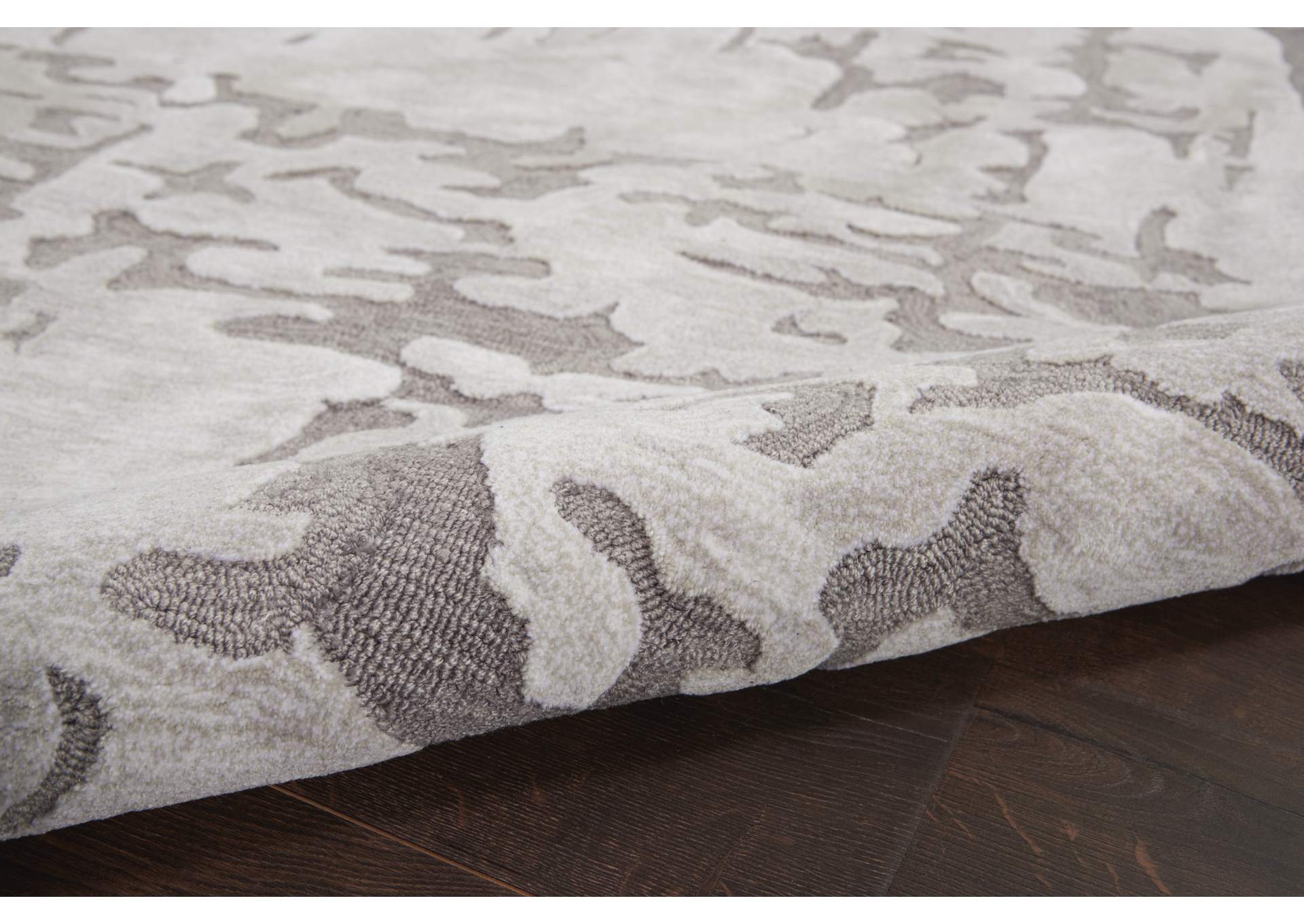 Nourison Symmetry SMM03 Silver 8'x10' Large Textured Rug,Nourison