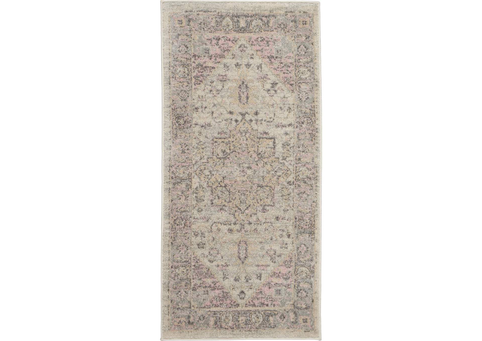Nourison Tranquil 2'x4' Pink and Beige Kashan Small Rug,Nourison