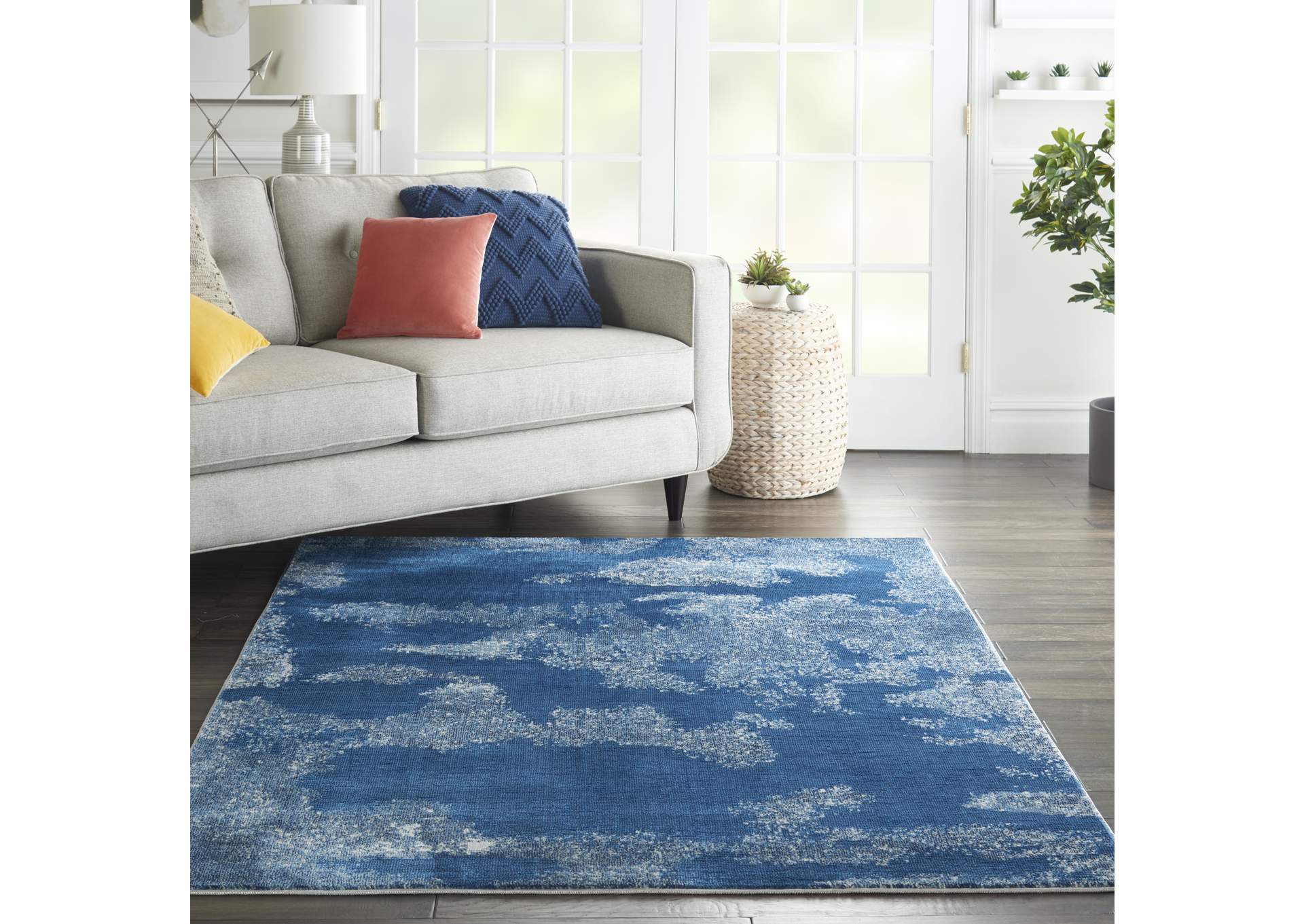 Nourison Etchings 4' x 6' Blue Abstract Area Rug,Nourison