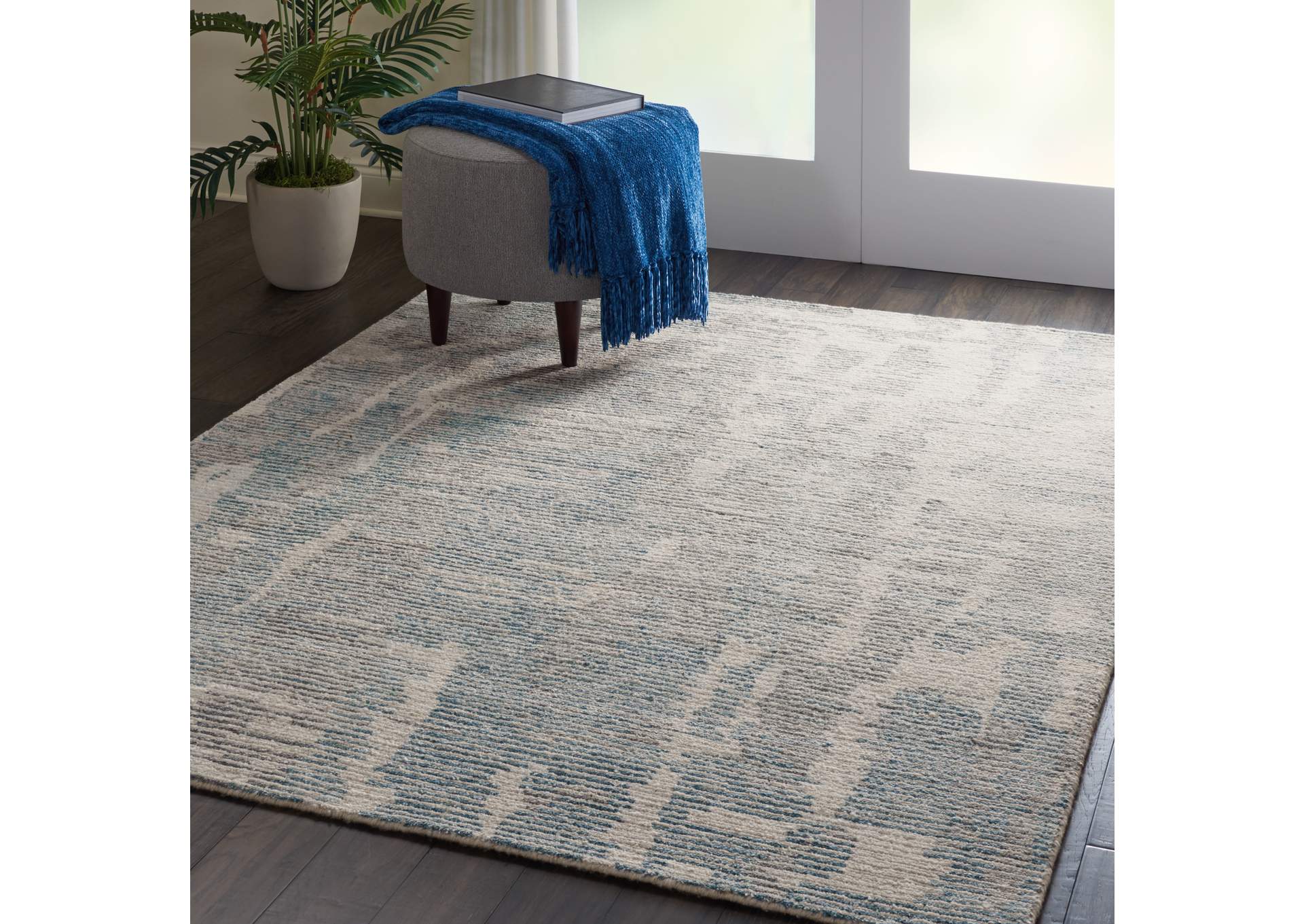 Nourison Ellora ELL01 Blue and Grey 5'x8' Modern Area Rug,Nourison