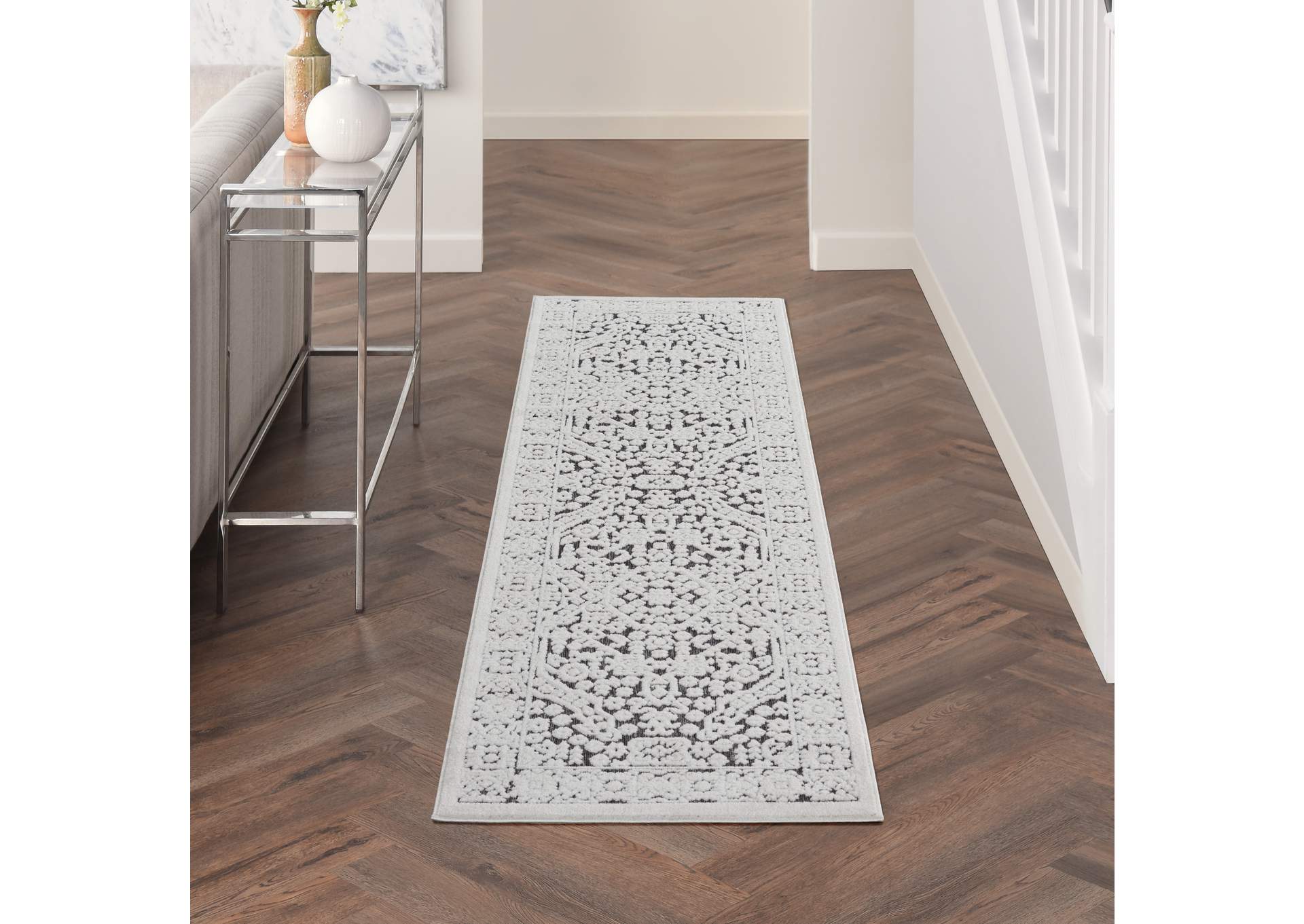 Nourison Key Largo 8' Runner Dark Grey Area Rug,Nourison