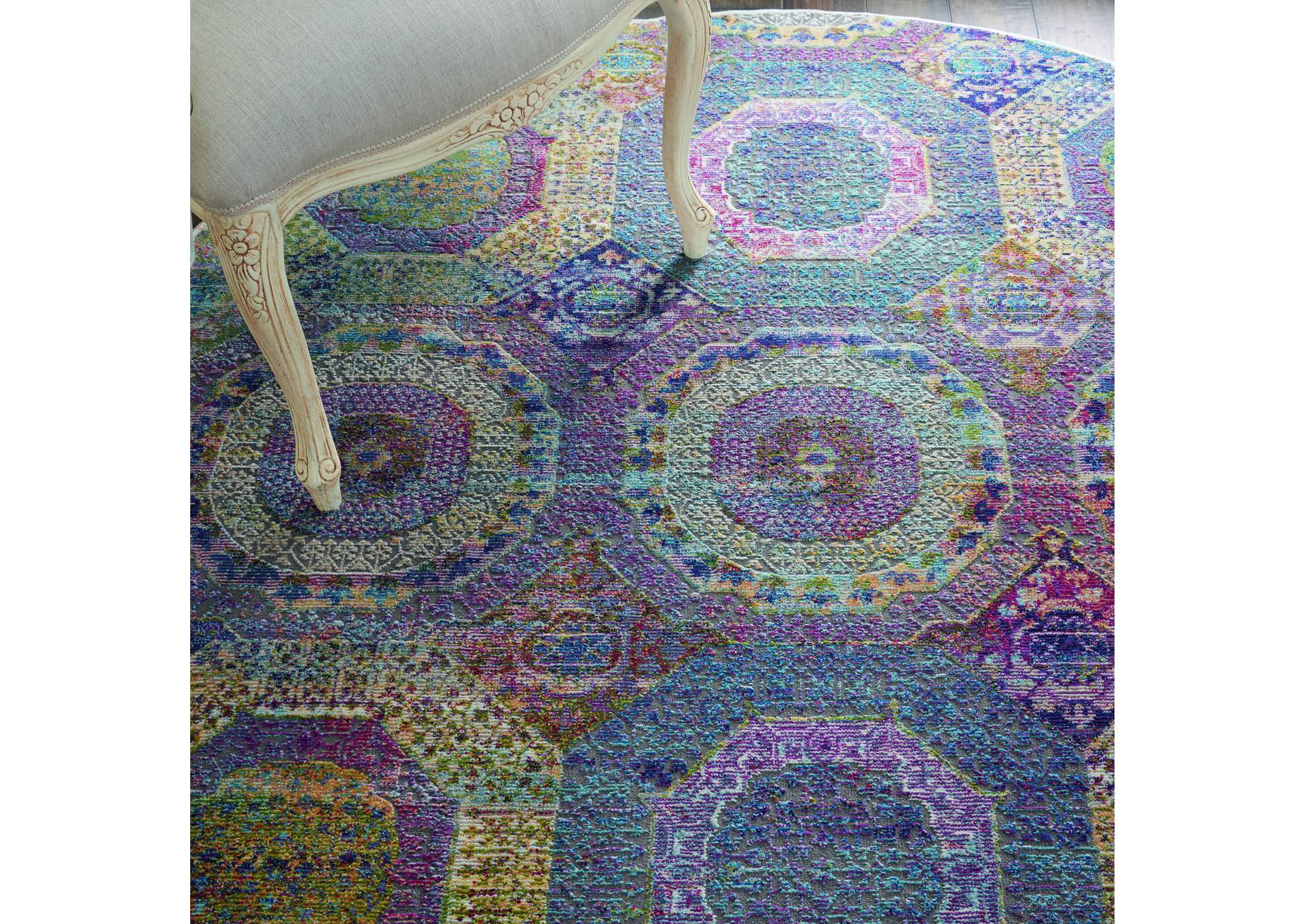 Nourison Ankara Global ANR05 Multicolor 4' Round Boho Area Rug,Nourison
