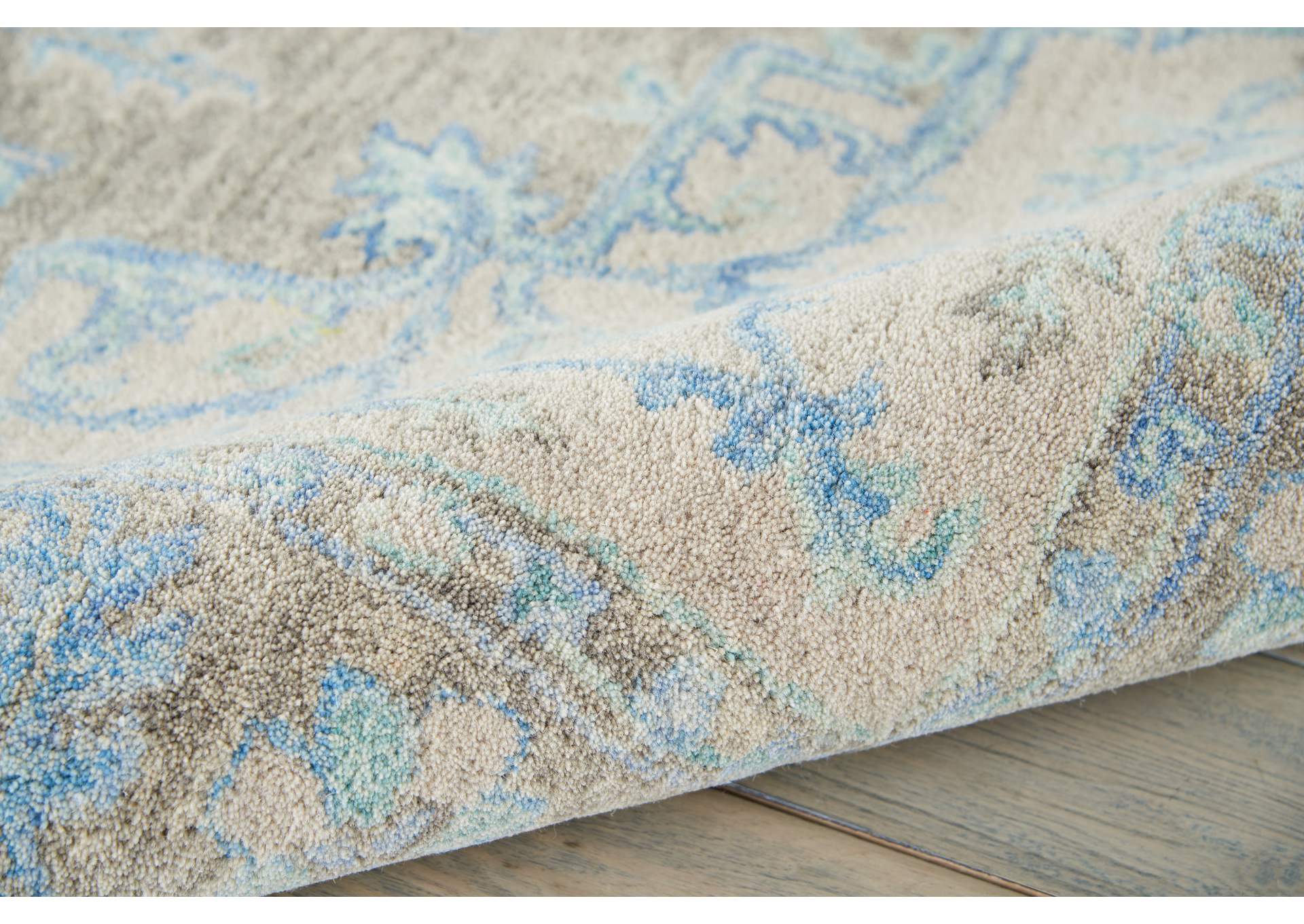 Nourison Jazmine JAZ01 Grey and Blue 5'x8' Vintage Area Rug,Nourison