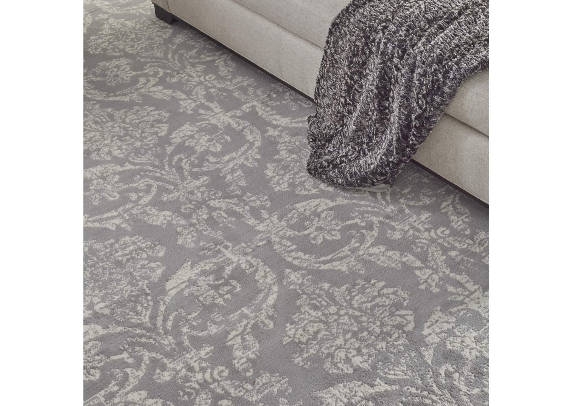 Nourison Jubilant JUB09 Grey 8'x10' Large Low-pile Rug,Nourison