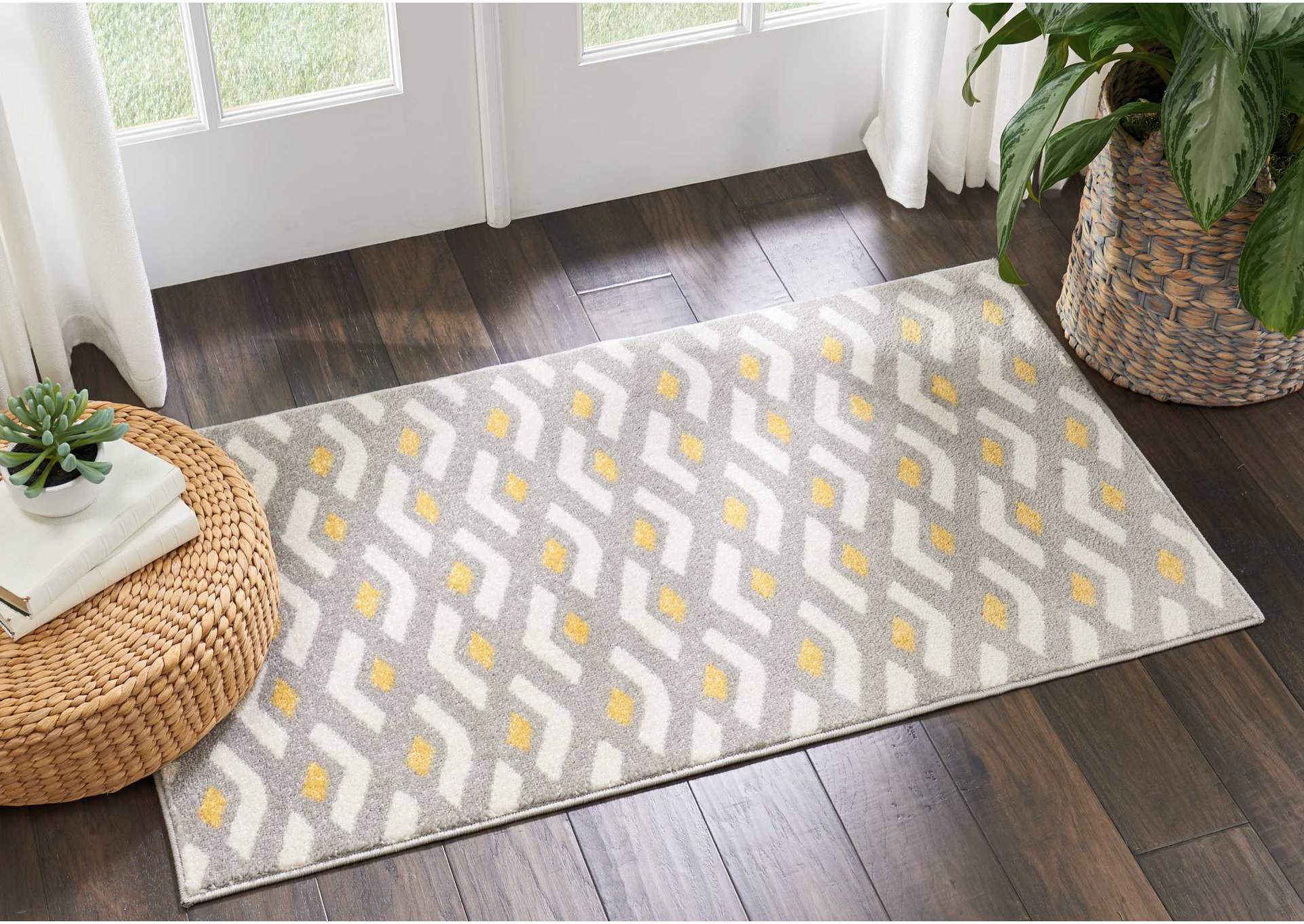 Nourison Harper 2' X 4' Grey Retro Area Rug,Nourison