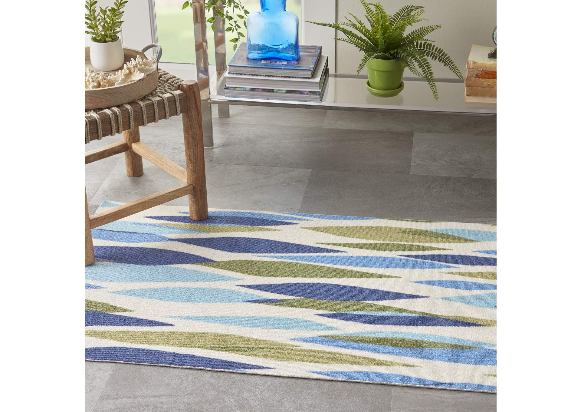 Waverly Sun N Shade 2'x4' Green Area Rug,Nourison