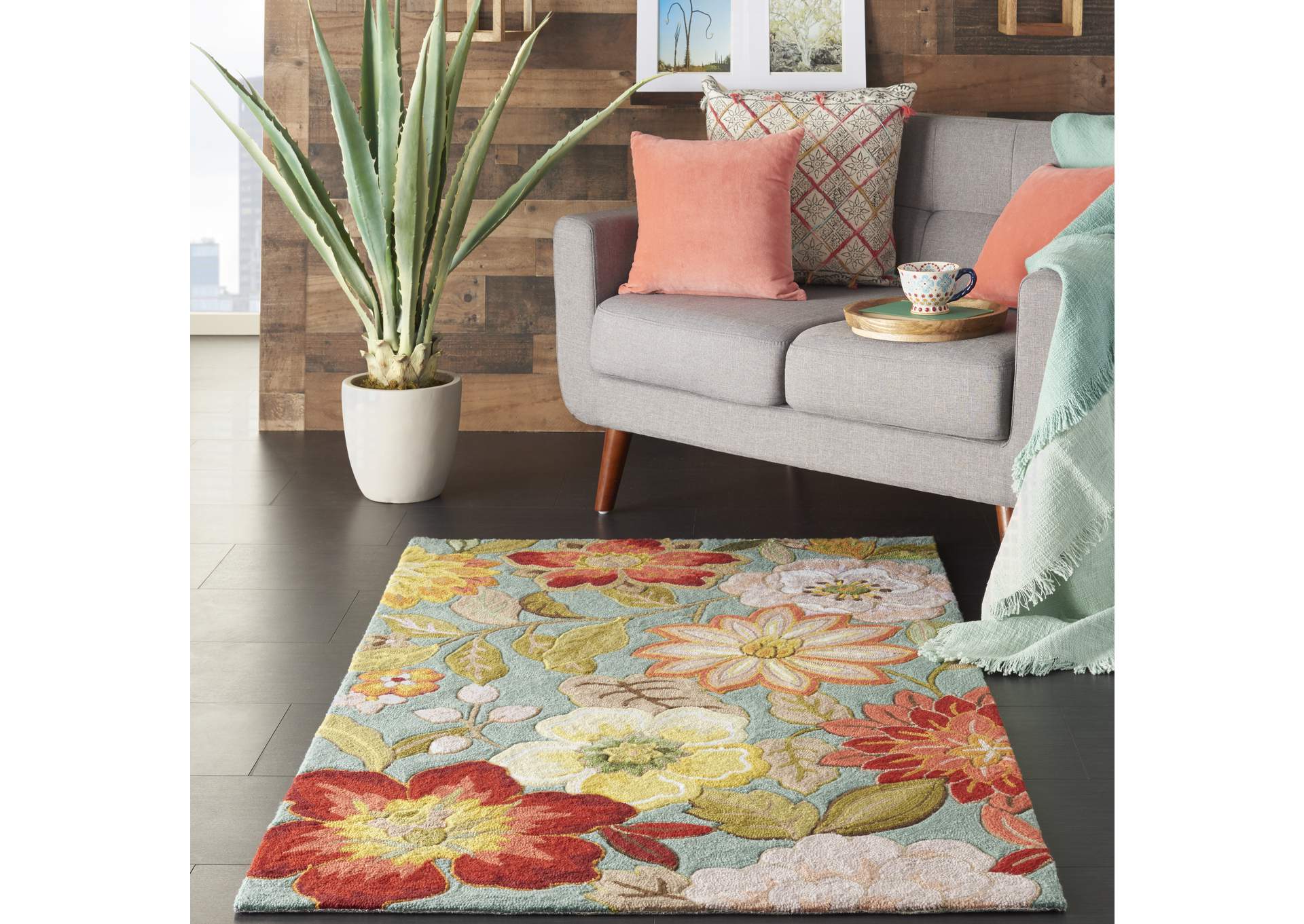 Nourison Fantasy FA18 Blue 4'x6' Area Rug,Nourison