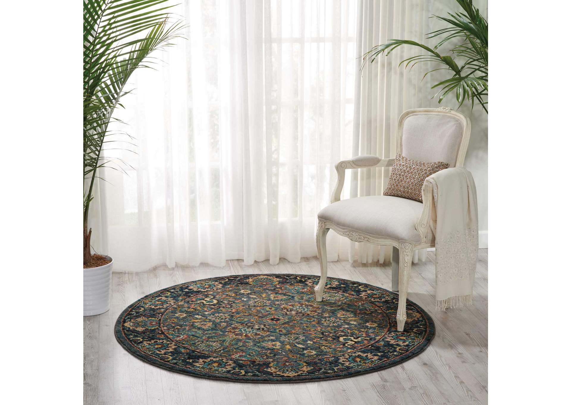 Nourison 2020 NR201 Grey 5' Round Area Rug,Nourison