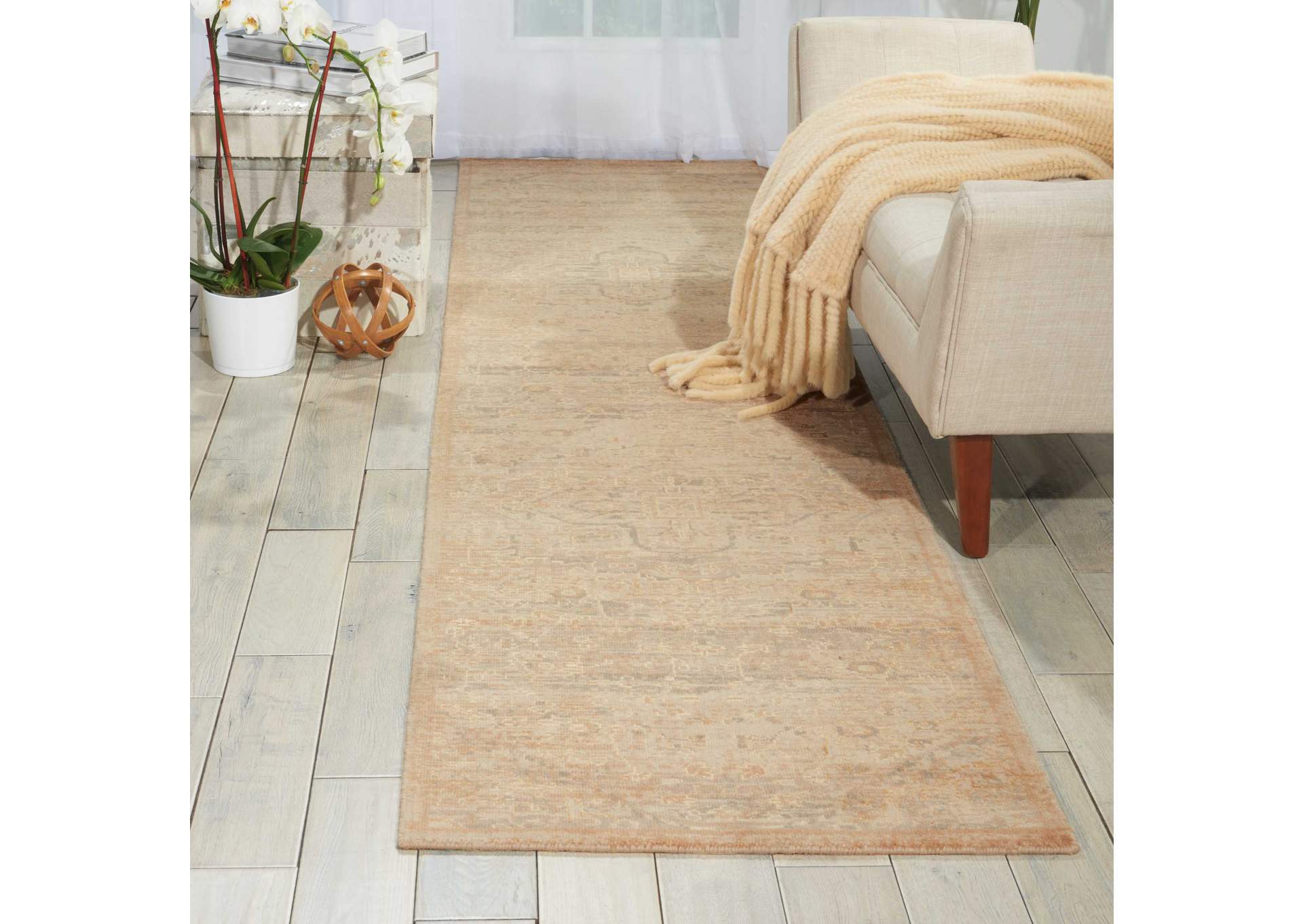 Nourison Silk Elements SKE14 Beige 10' Runner Hallway Rug,Nourison