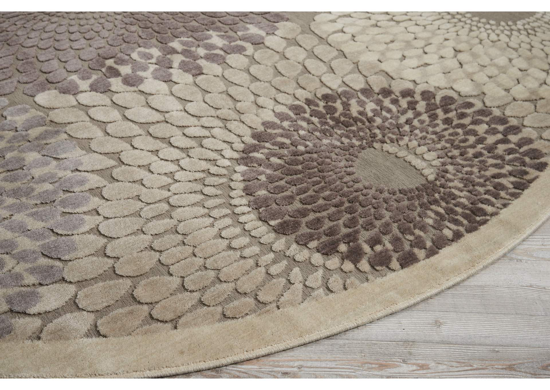 Nourison Graphic Illusions GIL04 Grey 8' Round Rug,Nourison