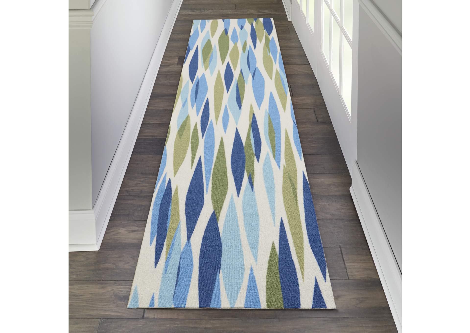Waverly Sun N Shade SND01 Green 8' Runner Hallway Rug,Nourison