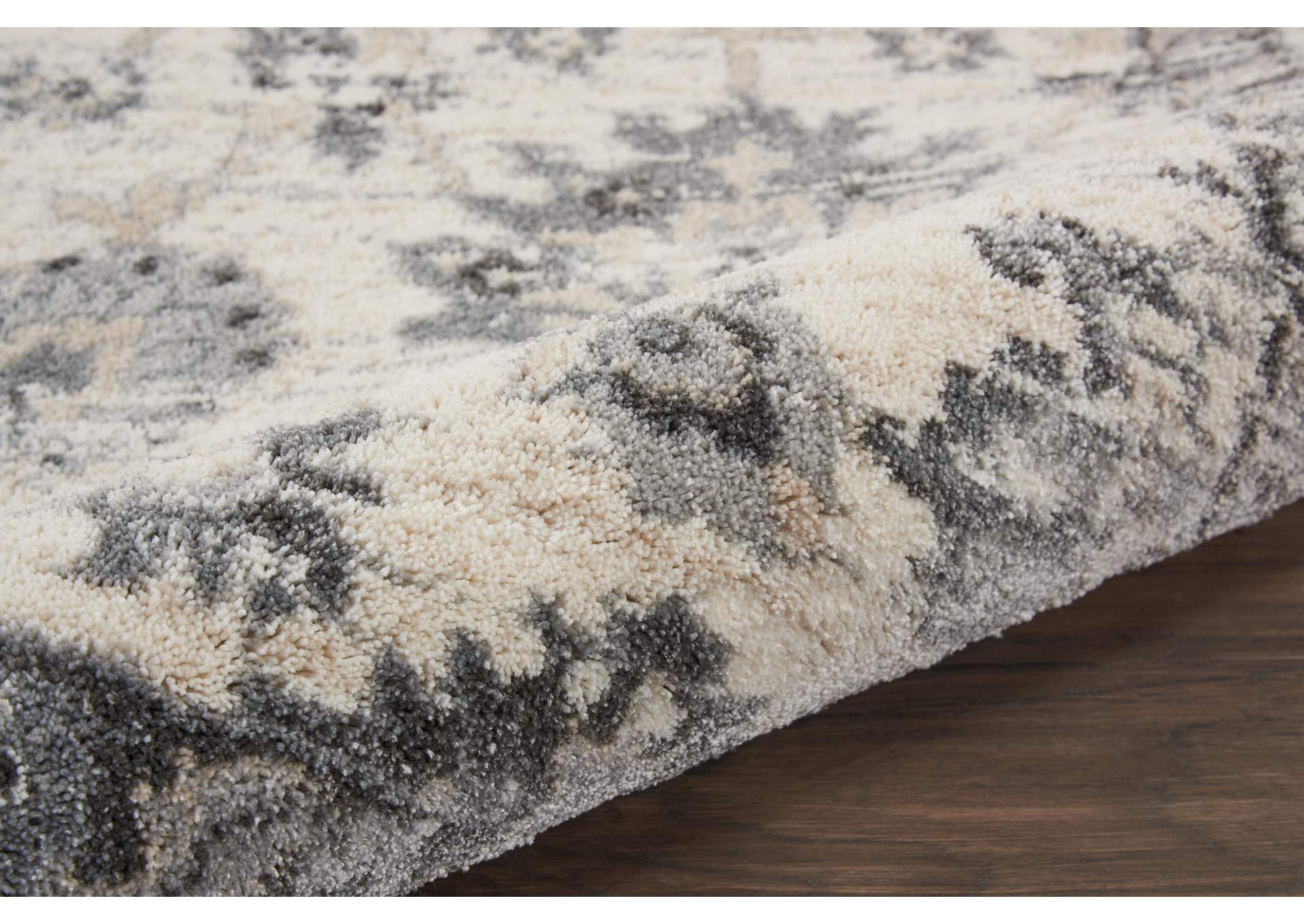 Nourison Fusion FSS15 Cream and Grey 8'x11' Oversized Plush Shag Rug,Nourison
