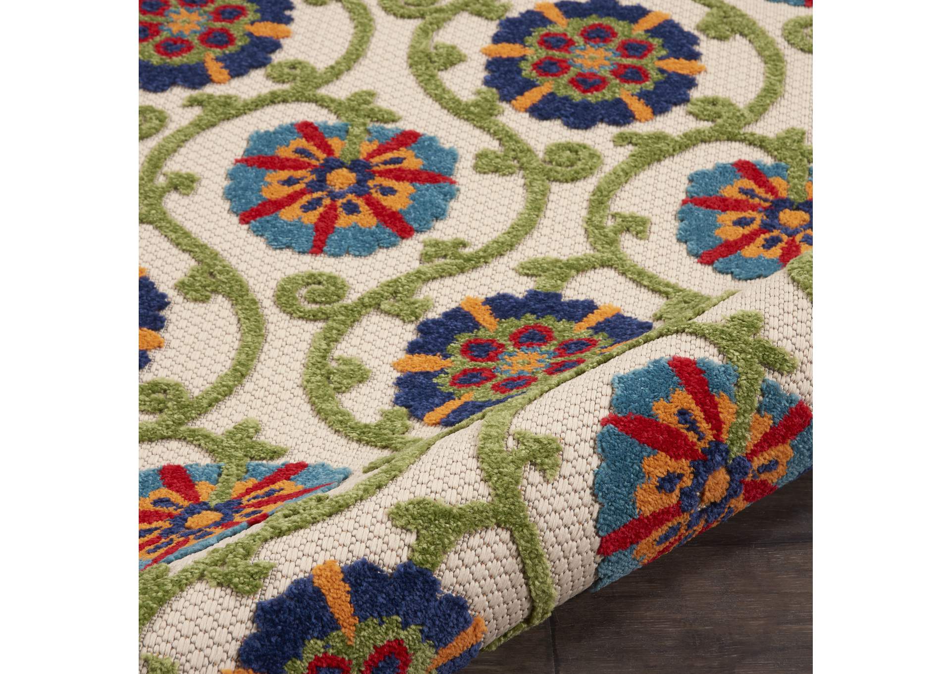 Nourison Aloha ALH19 3'x4' Blue Multicolor Easy-care Indoor-outdoor Rug,Nourison