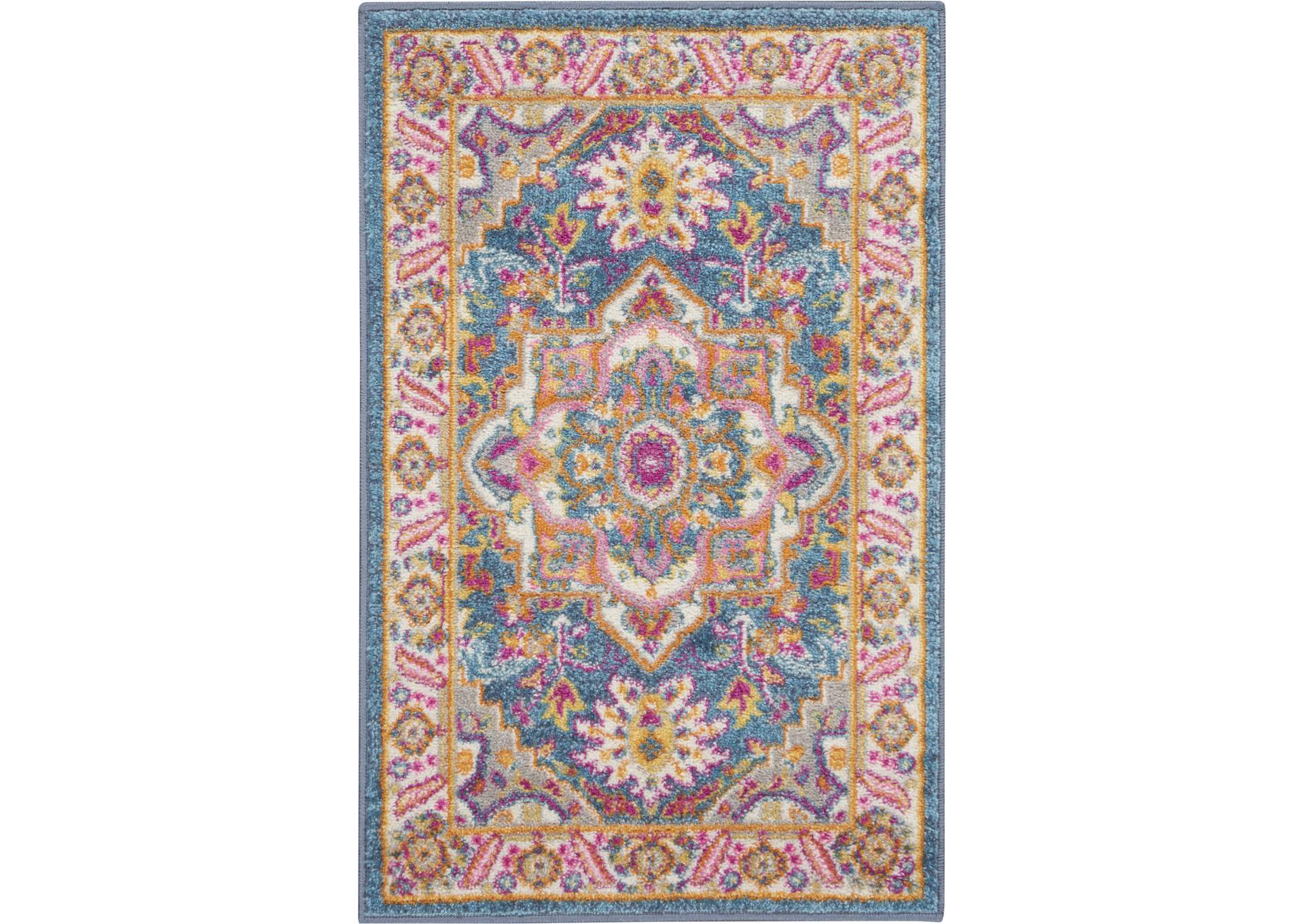 Nourison Passion 2'x3' Teal Multicolor Persian Area Rug,Nourison