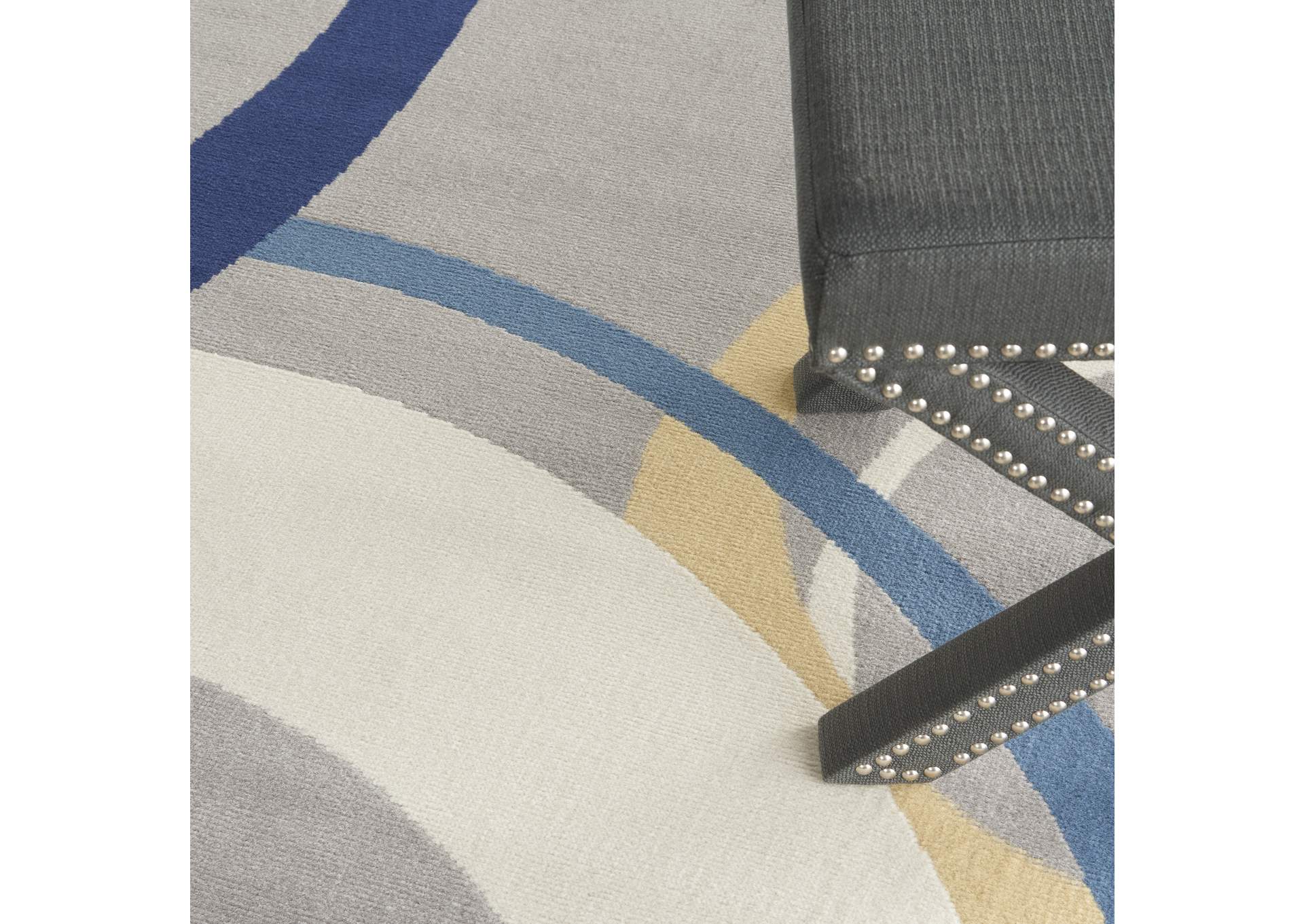 Nourison Grafix GRF21 Grey and Blue 8'x10' Large Rug,Nourison