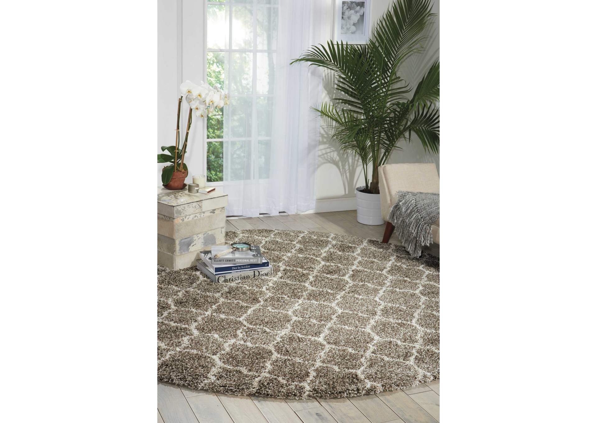 Nourison Amore AMOR2 Beige 8' Round Rug,Nourison