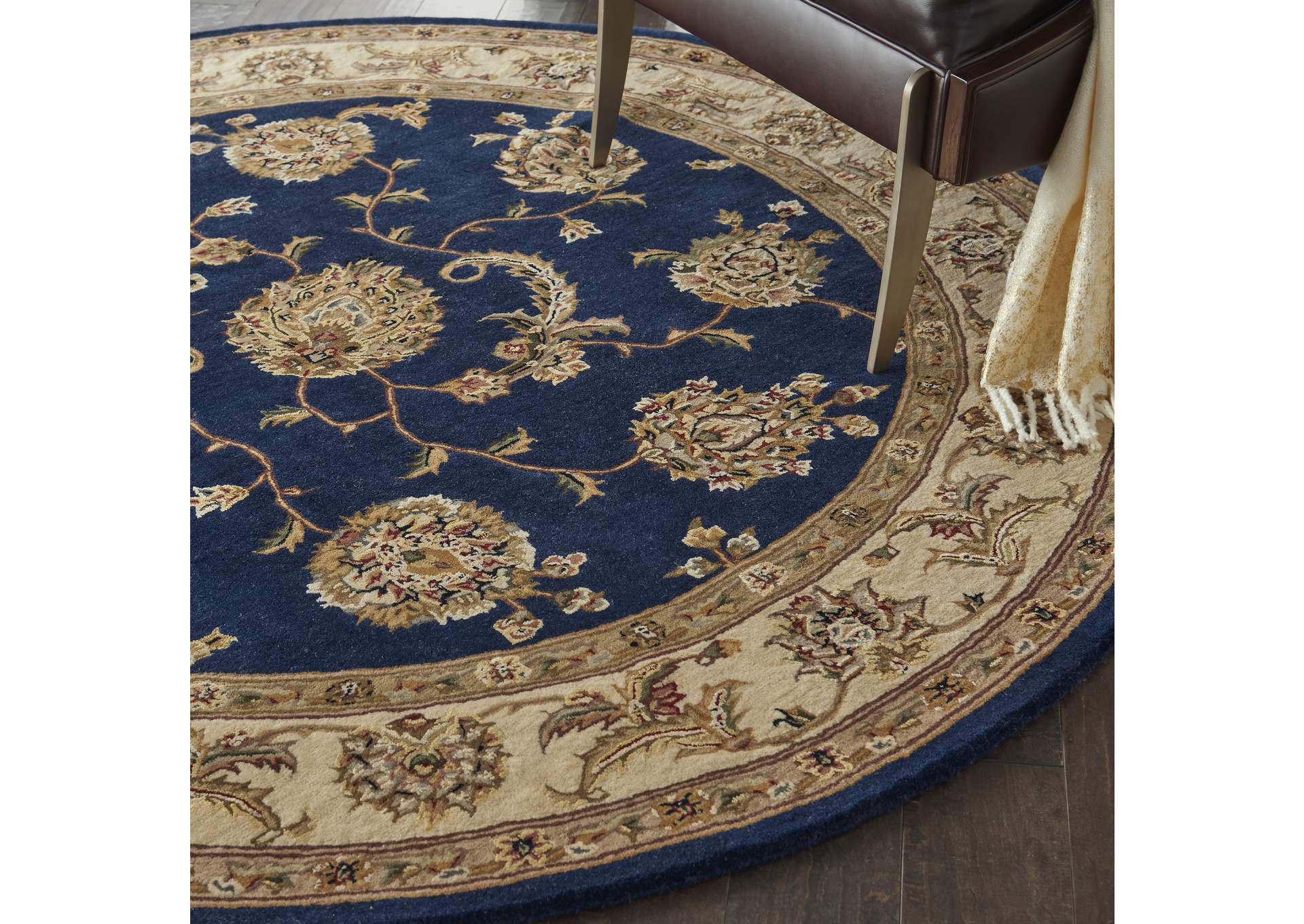 Nourison 2000 4' Round Navy Area Rug,Nourison