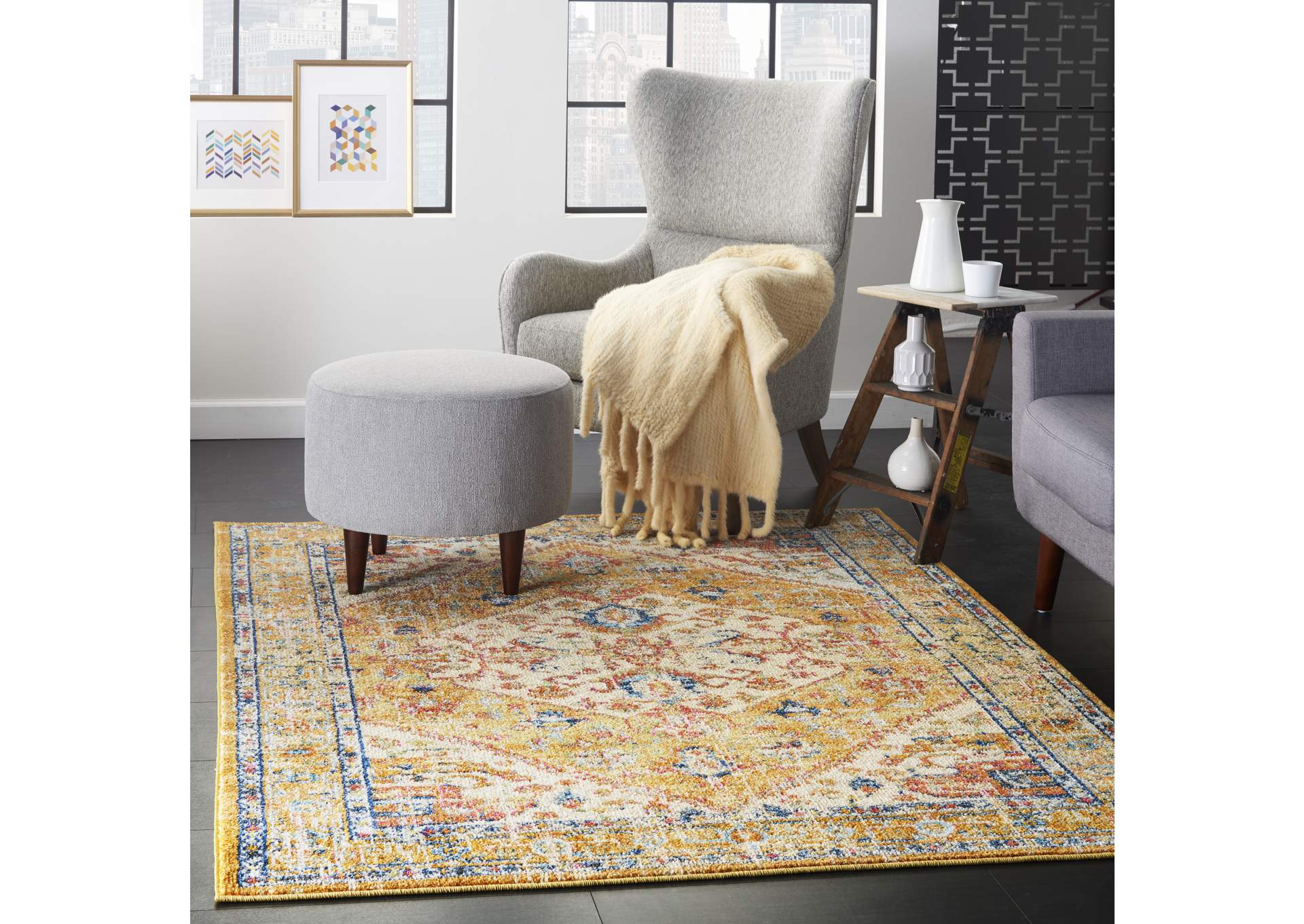Nourison Passion 5' x 7' Ivory and Yellow Area Rug,Nourison