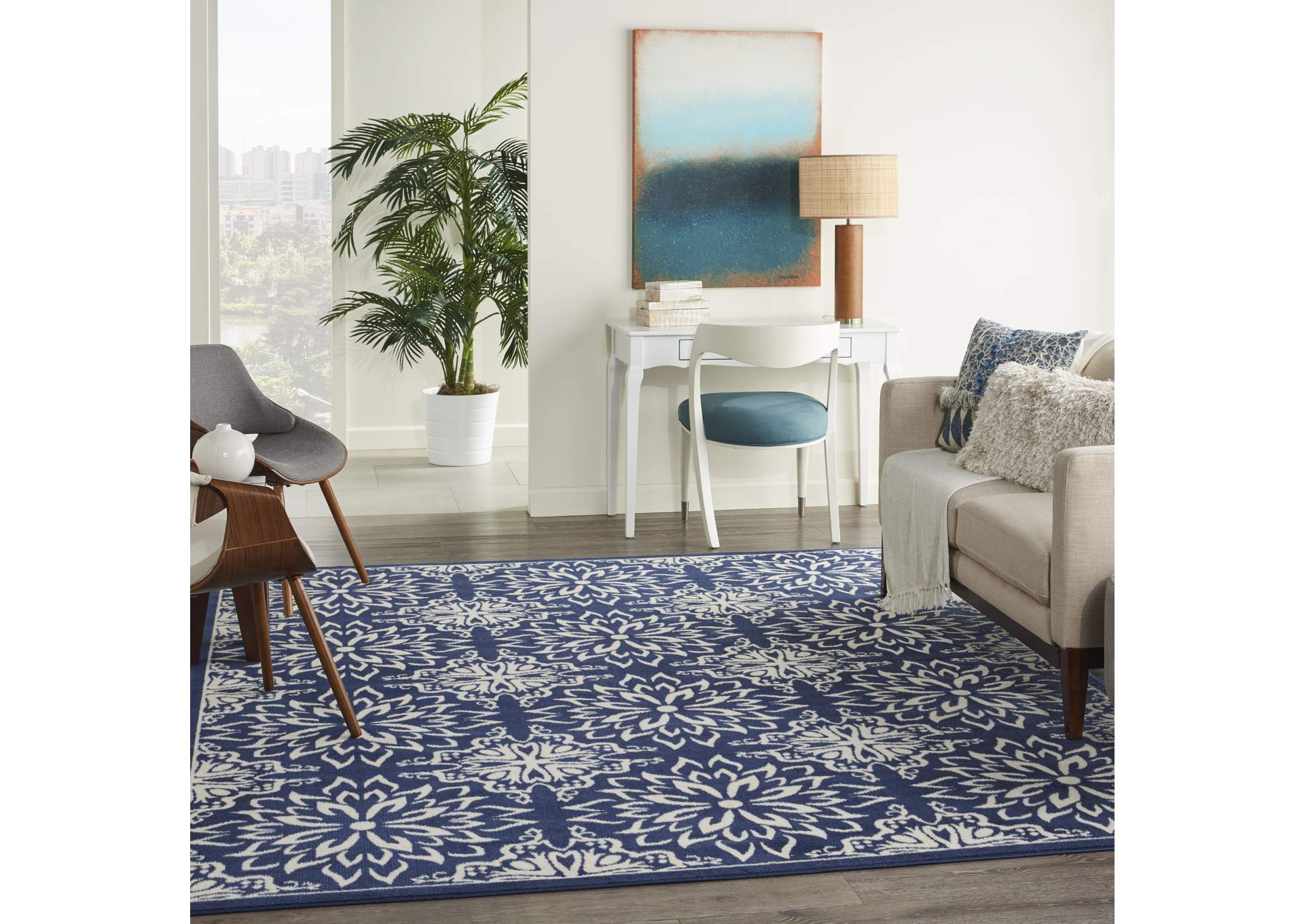 Nourison Jubilant 8' x 10' Navy Ivory Transitional Area Rug,Nourison
