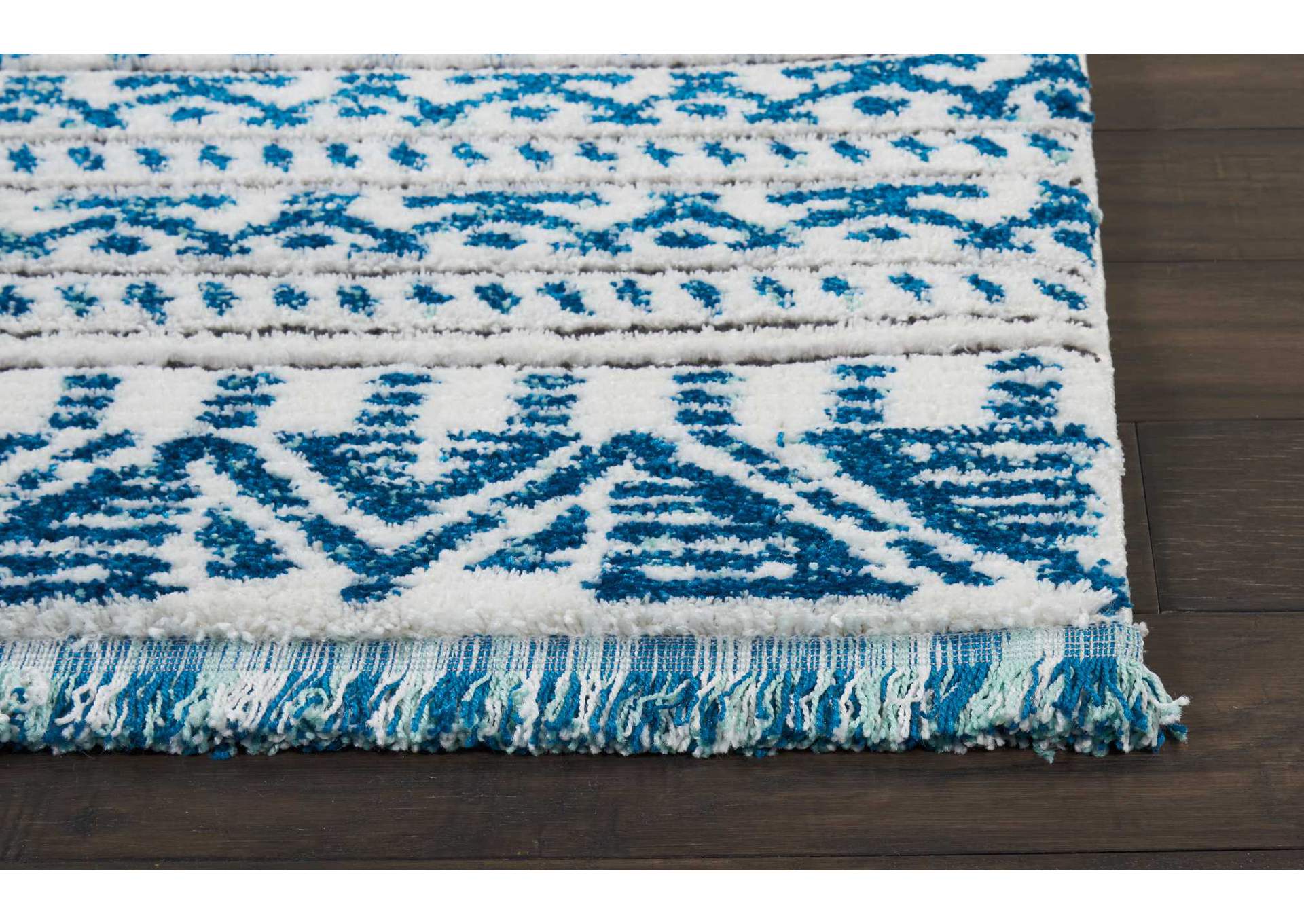 Nourison Kamala DS503 Blue and White 8' Runner Hallway Rug,Nourison