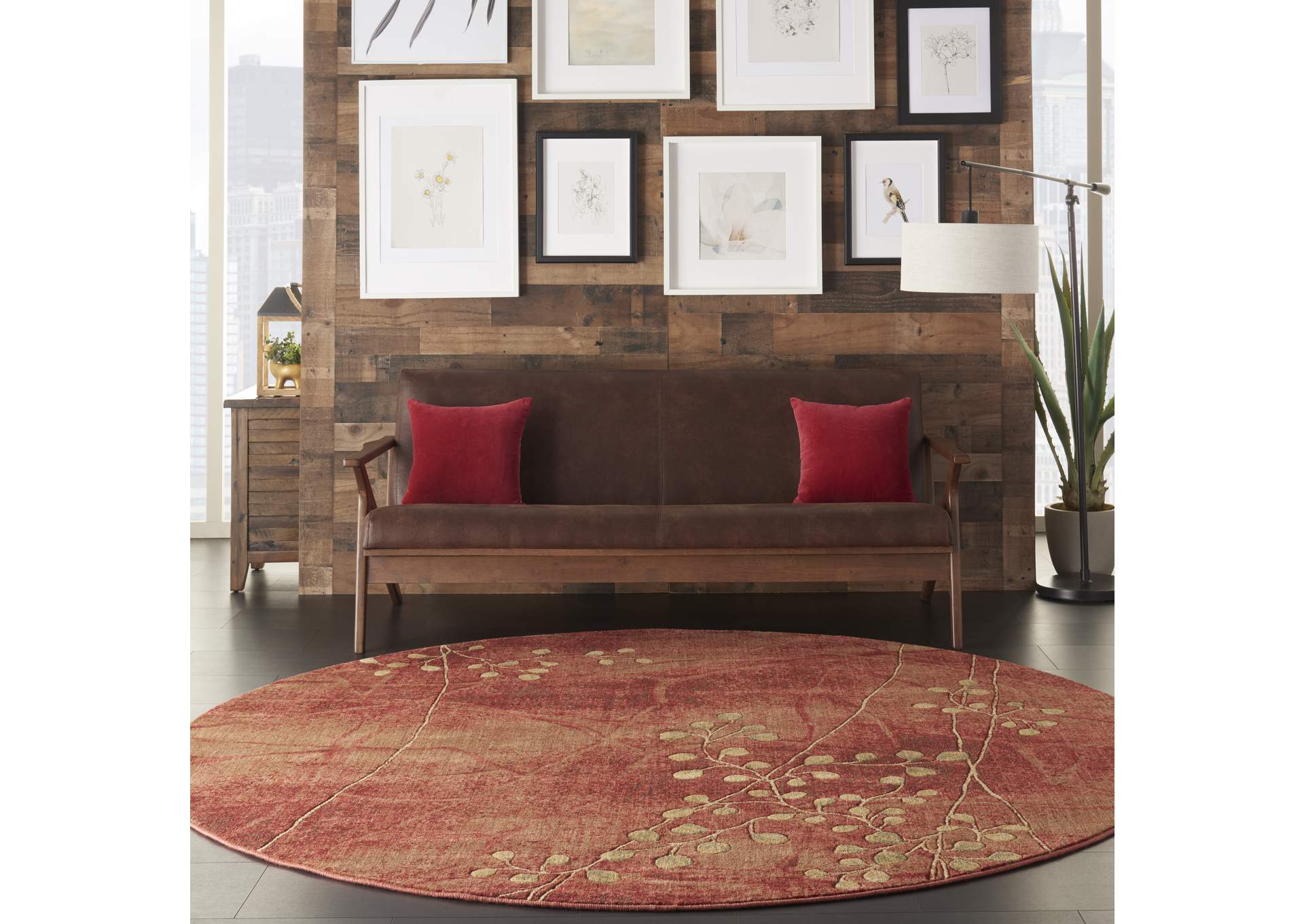 Nourison Somerset ST74 Red 8' Round Rug,Nourison