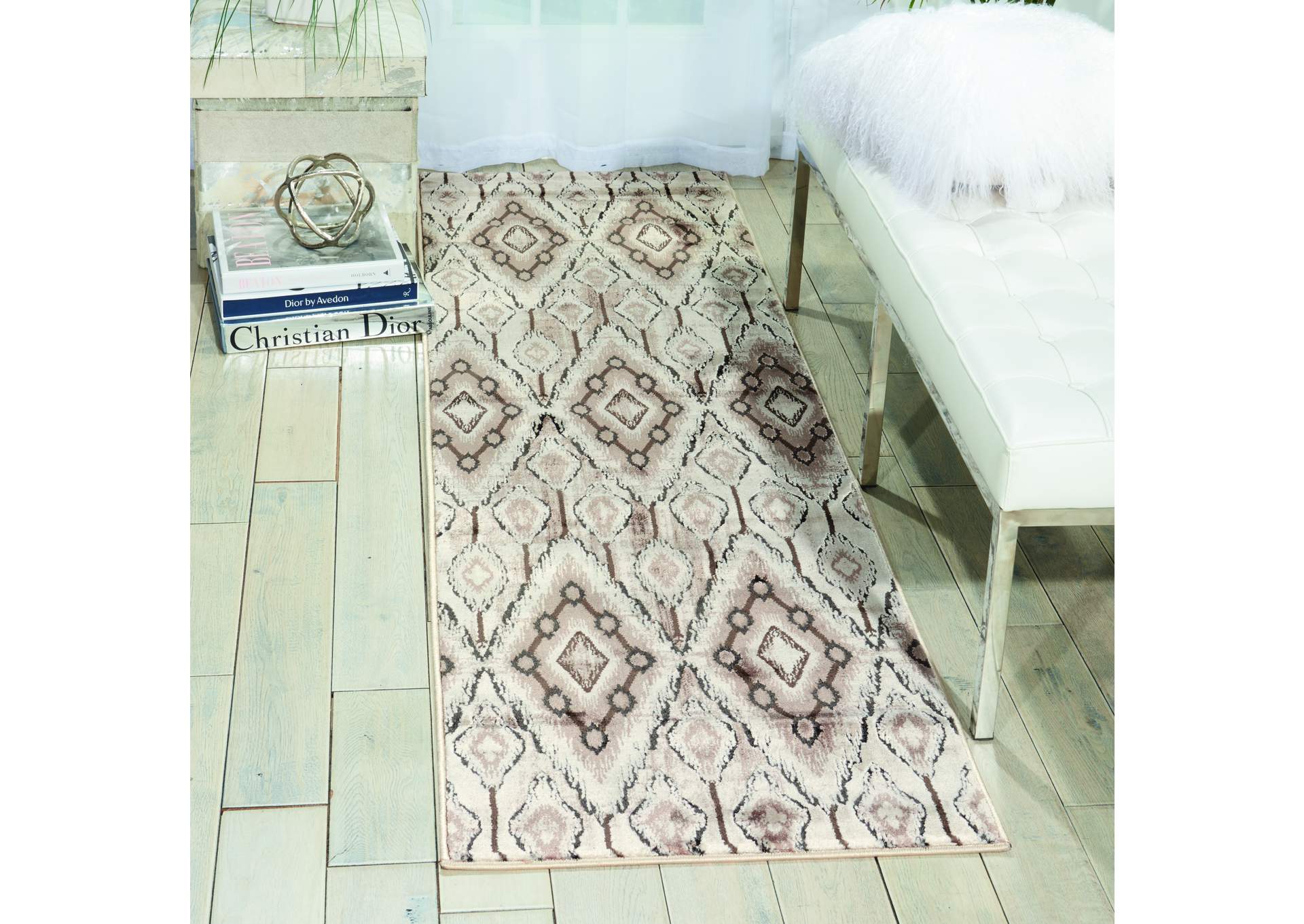 Nourison Karma KRM02 Beige 8' Runner Hallway Rug,Nourison