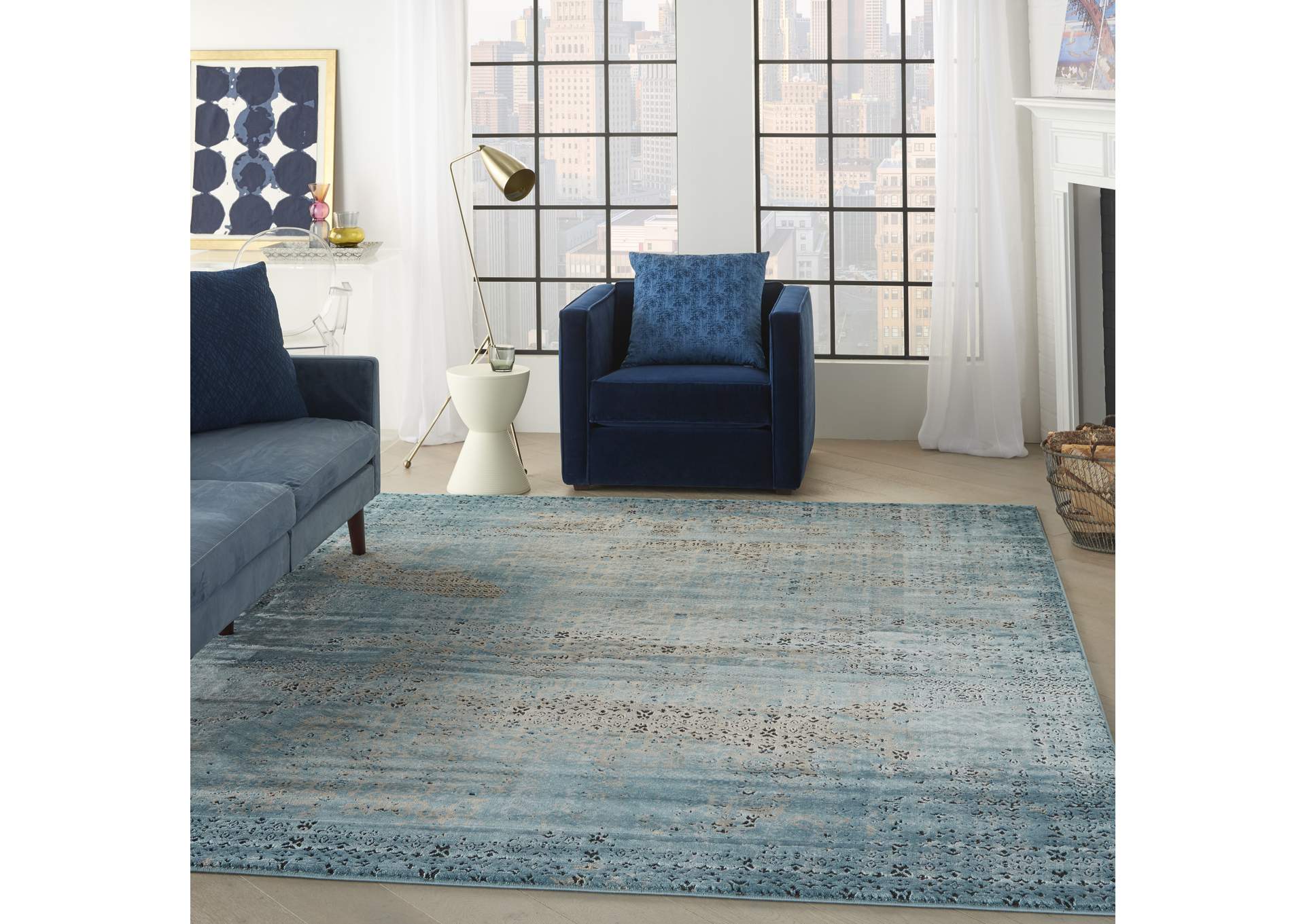 Nourison Karma KRM01 Blue 8'x11' Oversized Rug,Nourison