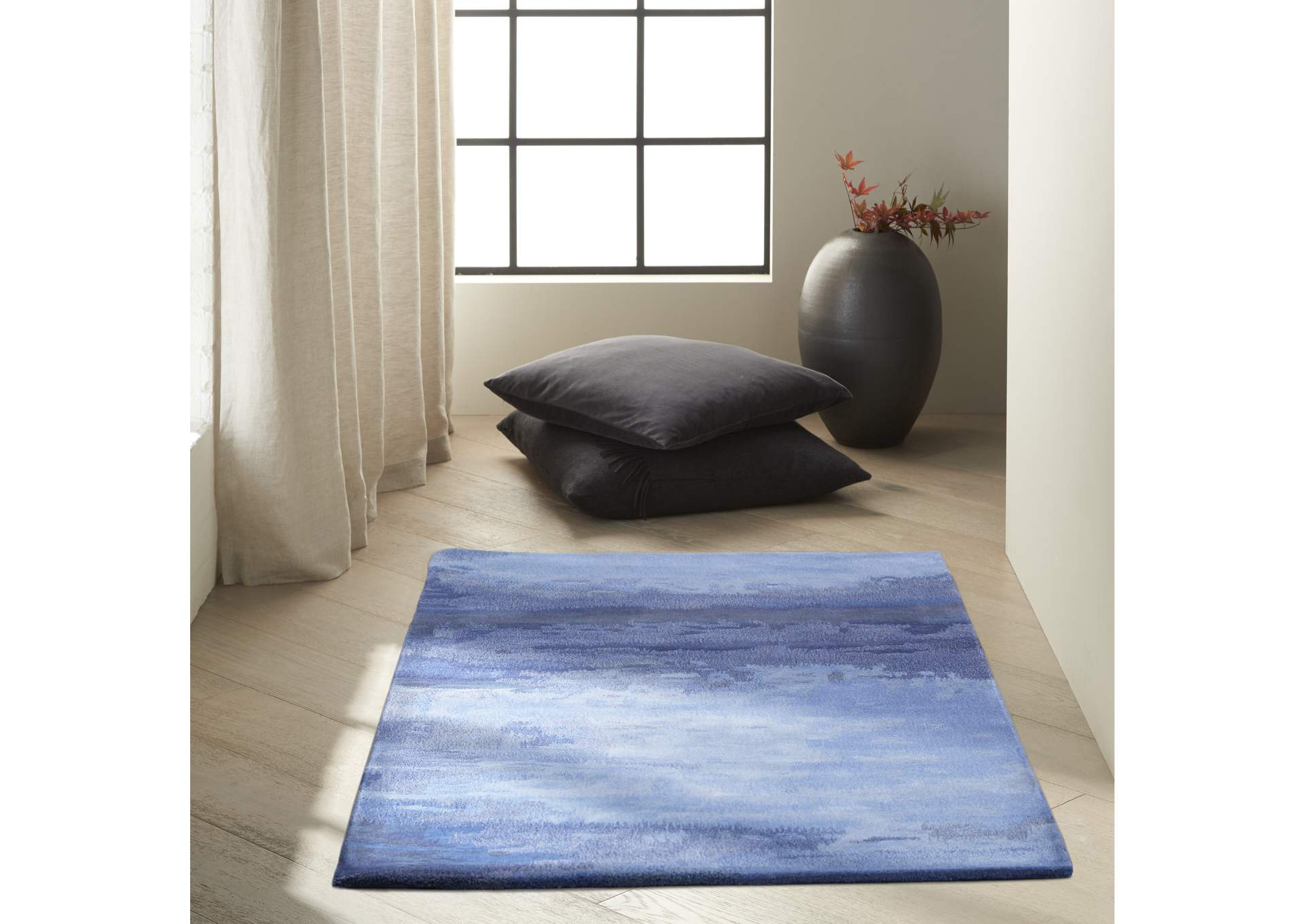 Calvin Klein Home Luster Wash SW18 Blue 3'x5' Area Rug,Nourison