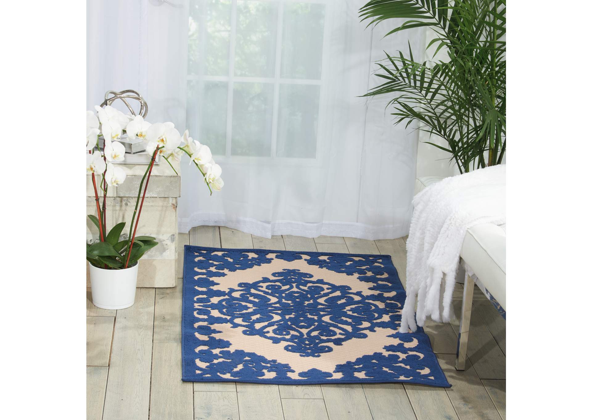 Nourison Aloha ALH12 Navy 3'x4' Indoor-outdoor Area Rug,Nourison