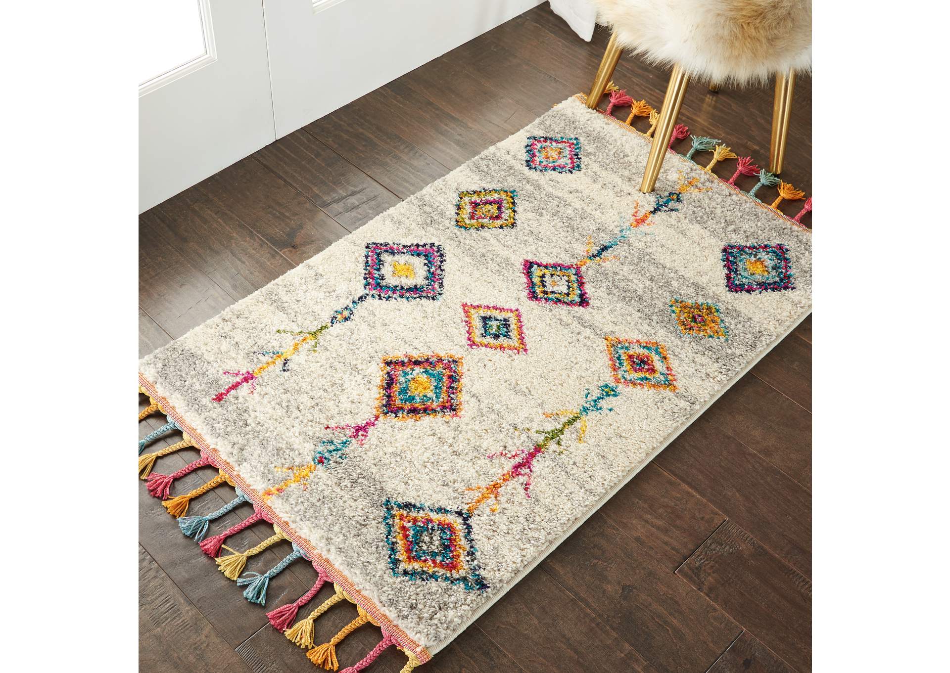 Nourison Nomad 2' X 4' Grey Multicolor Scandinavian Area Rug,Nourison