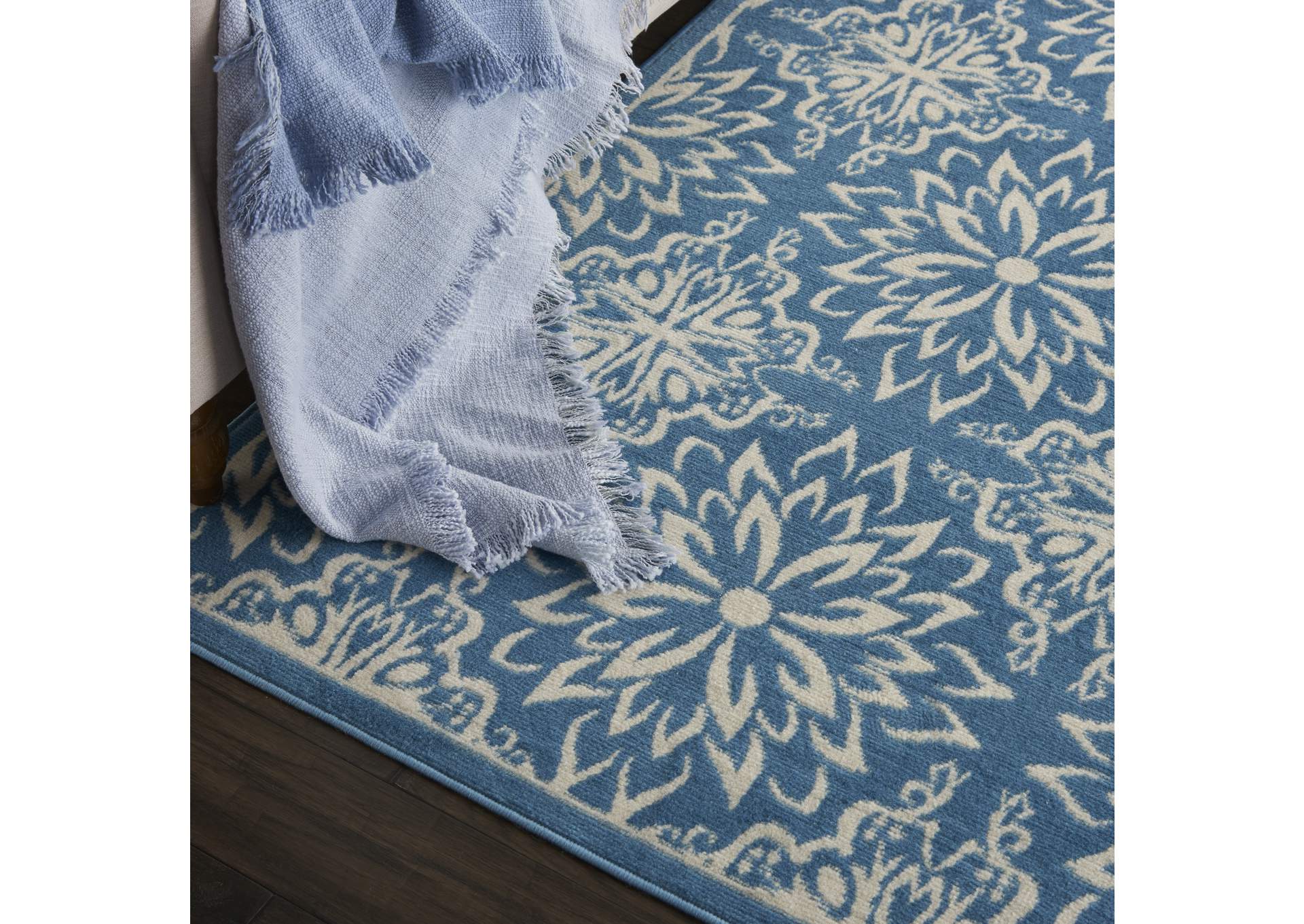 Nourison Jubilant 4' x 6' Ivory Blue Transitional Area Rug,Nourison