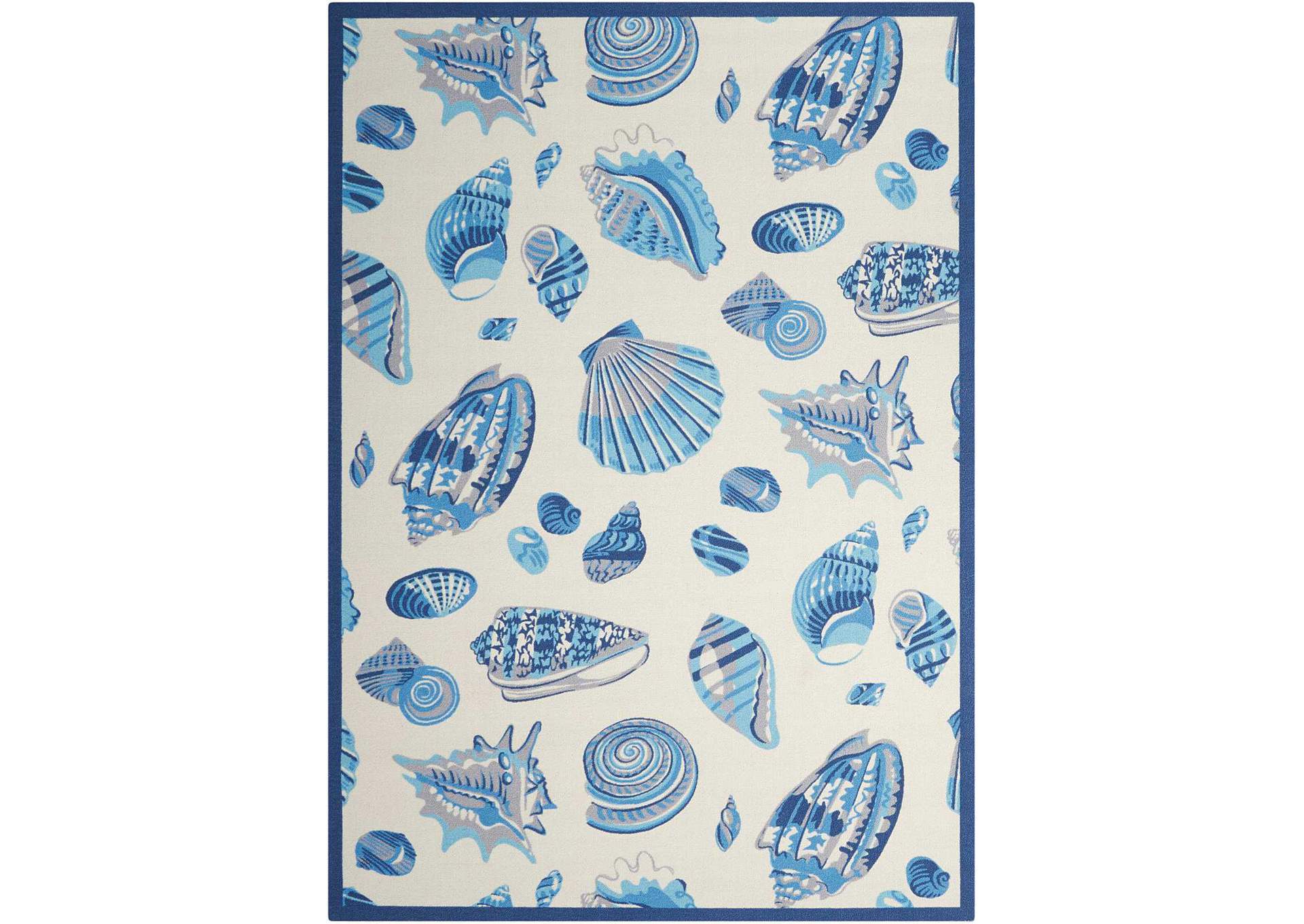 Waverly Sun N Shade SND48 White and Blue 5'x8' Area Rug,Nourison