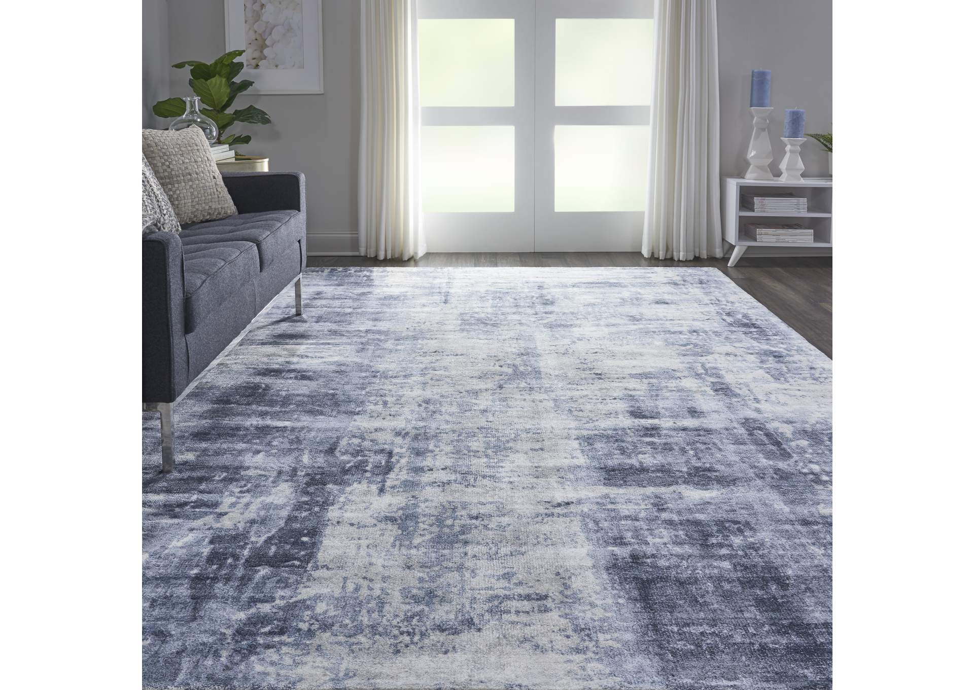 kathy ireland Home Safari Dreams KI372 Slate Blue and White 8'x11' Oversized Rug,Nourison