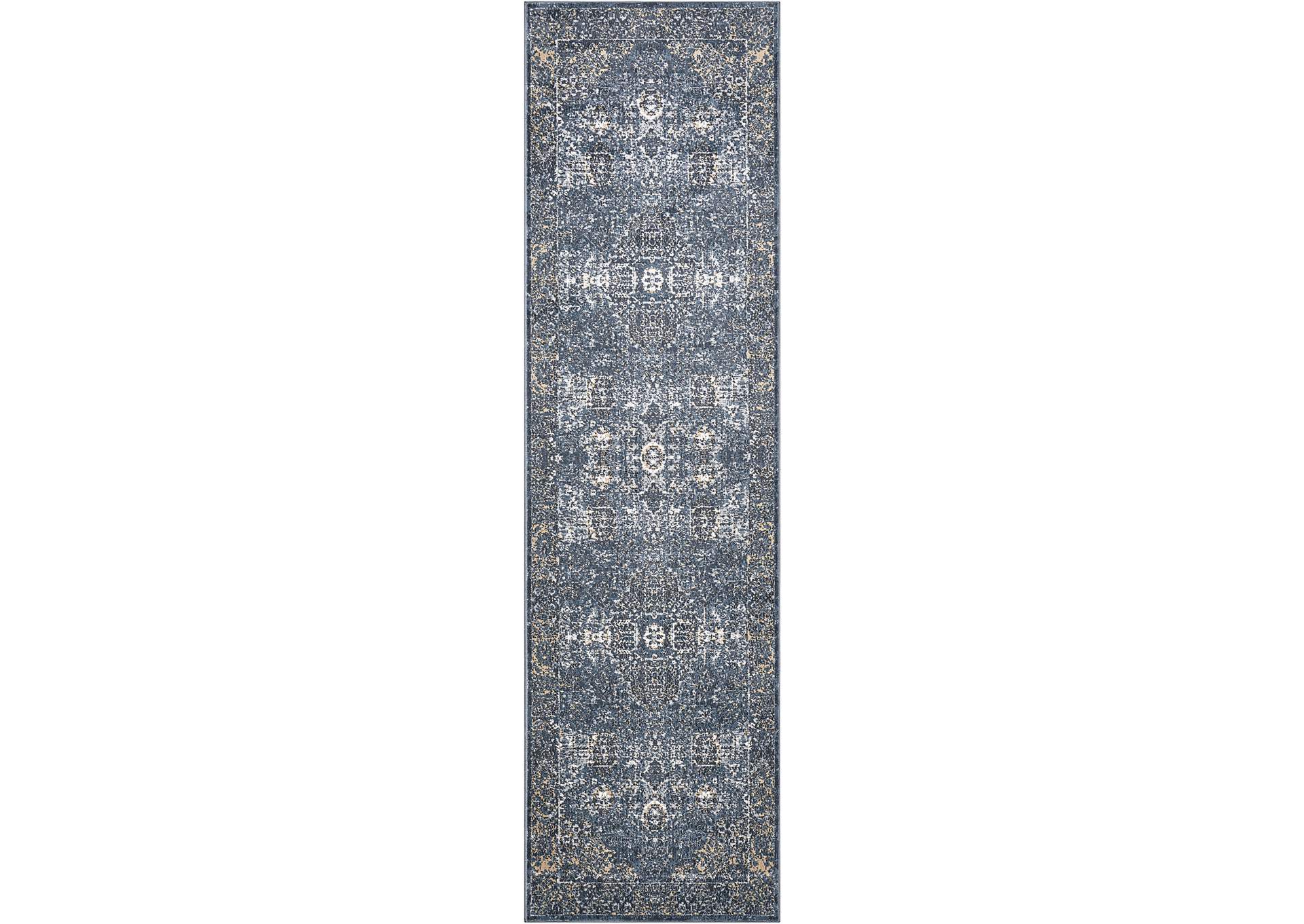 kathy ireland Home Malta MAI01 Dark Blue 8' Runner Hallway Rug,Nourison