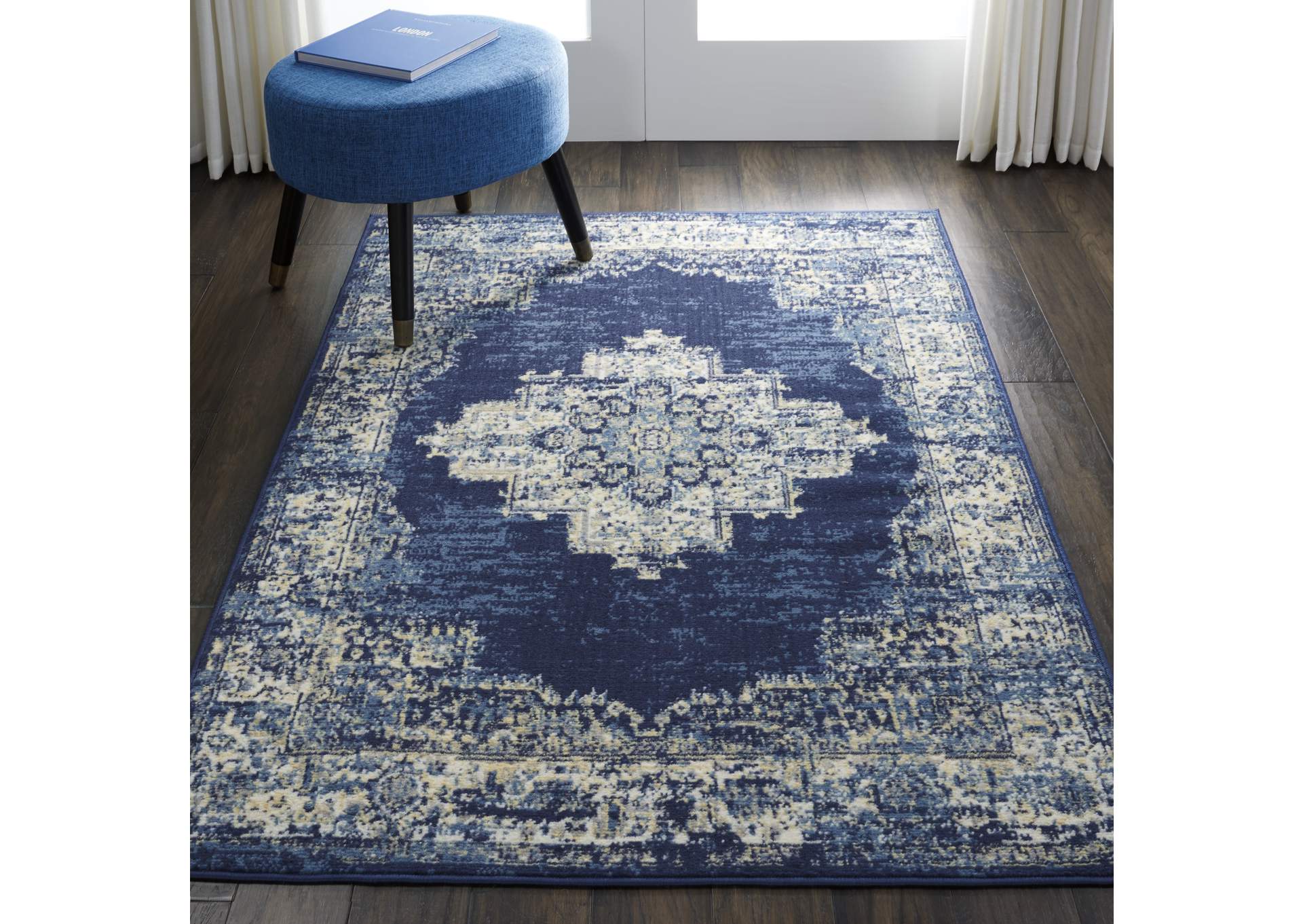 Nourison Grafix GRF14 Blue 5'x7' Area Rug,Nourison