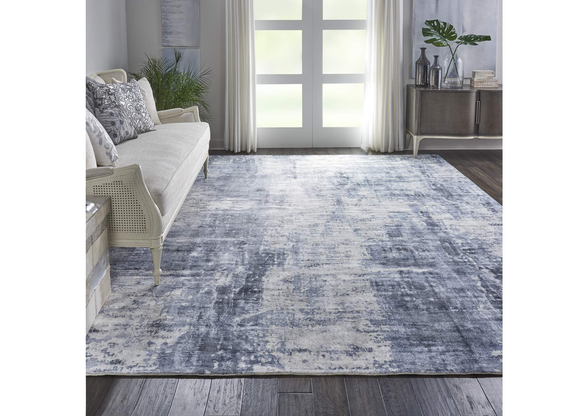 kathy ireland Home Safari Dreams KI372 Slate Blue and White 9'x12' Oversized Rug,Nourison